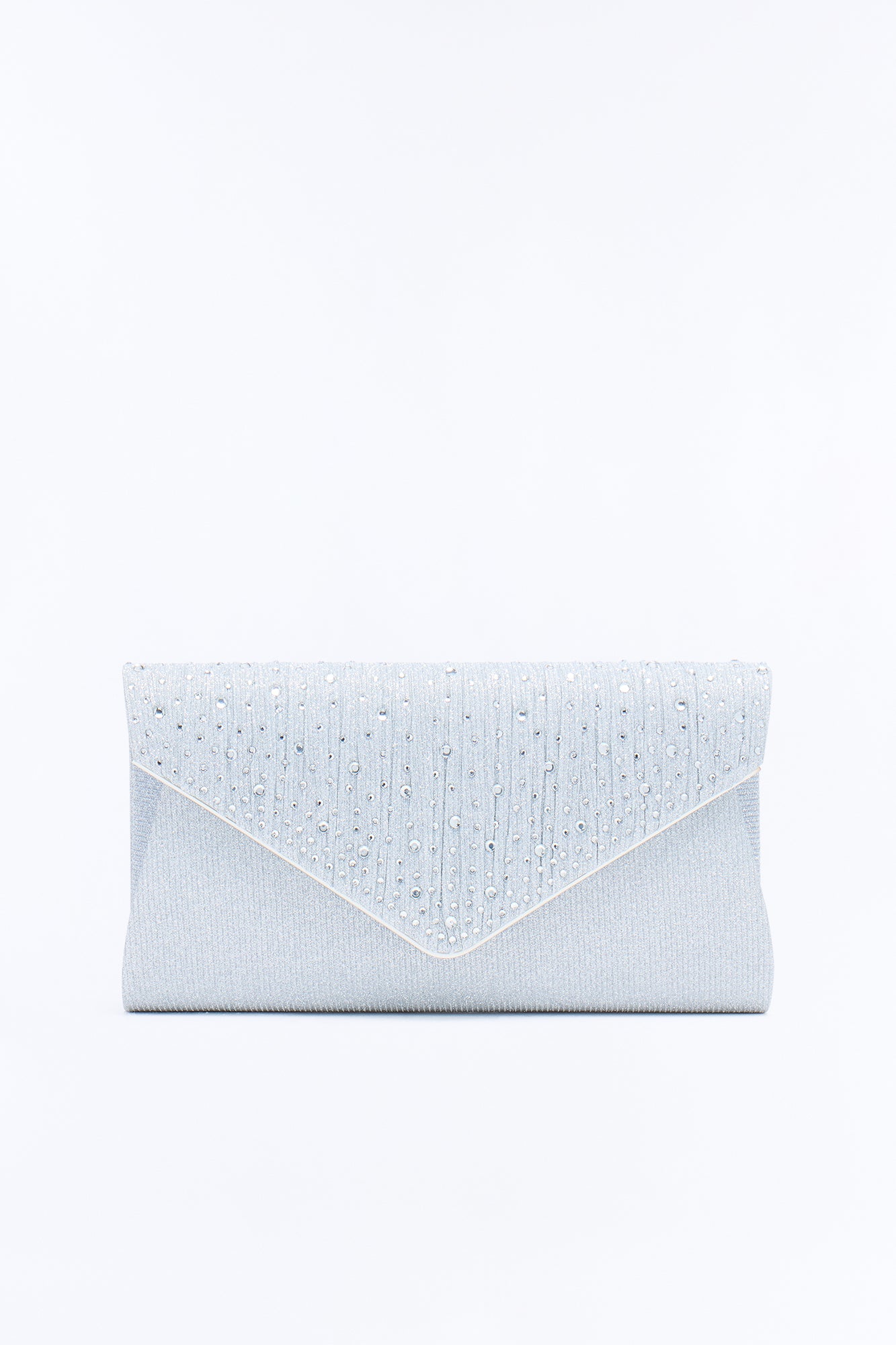 Dew Drops Sequin Clutch Handbag - Silver