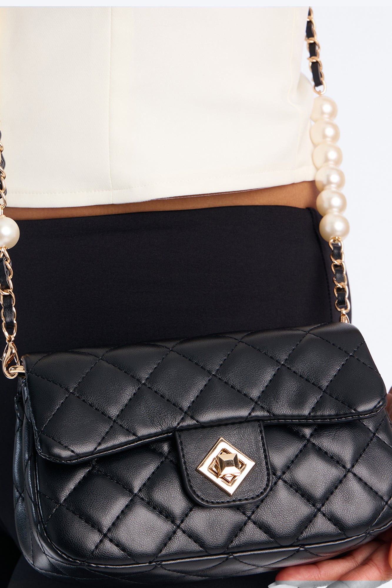 Late Night Sway Faux Leather Handbag - Black