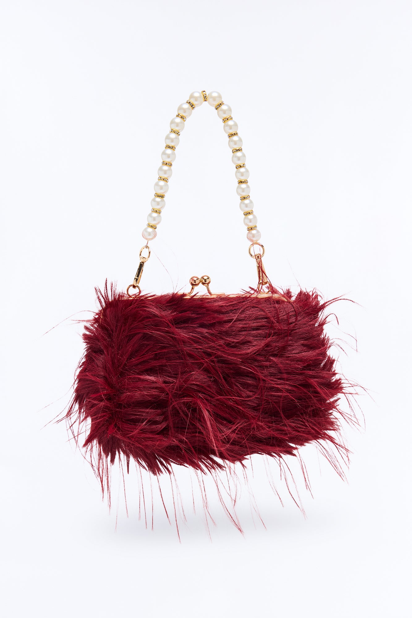 Double Date Faux Fur Clutch - Burgundy