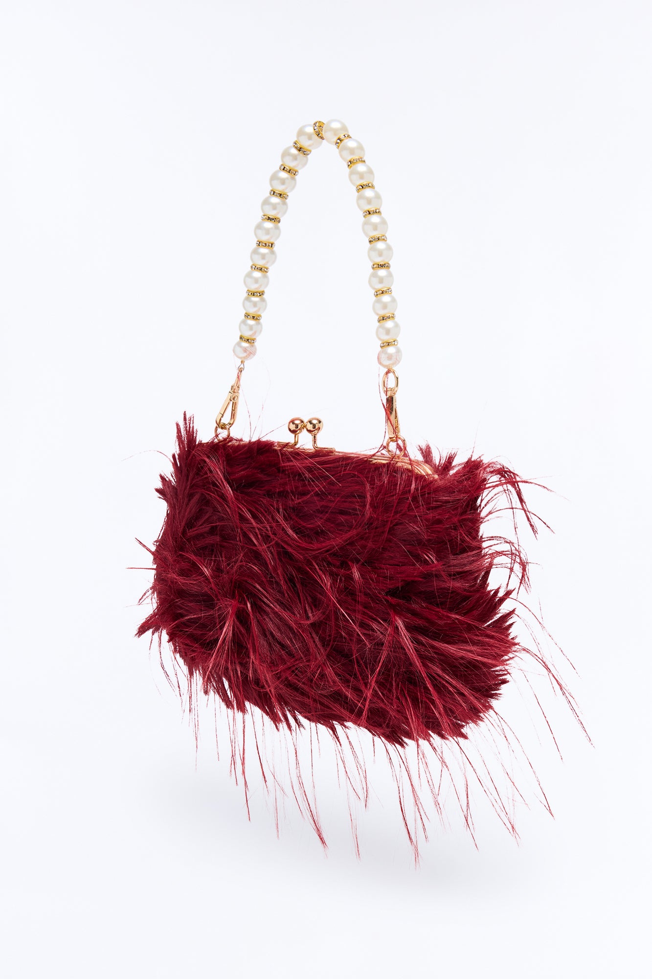 Double Date Faux Fur Clutch - Burgundy