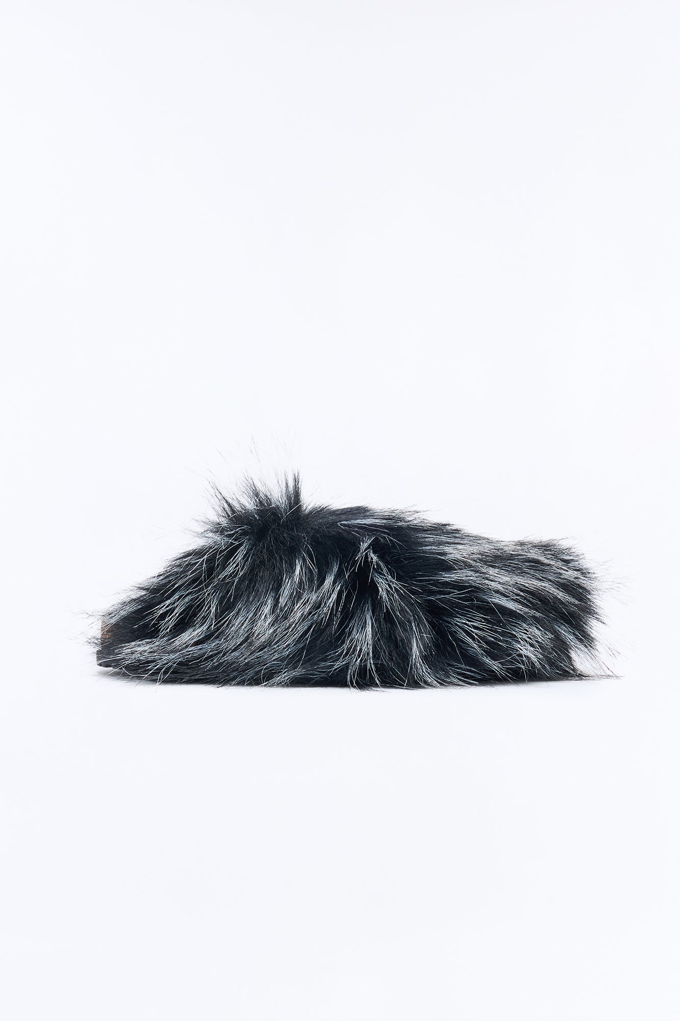 Mini Can't Miss It Faux Fur Slippers - Black/White