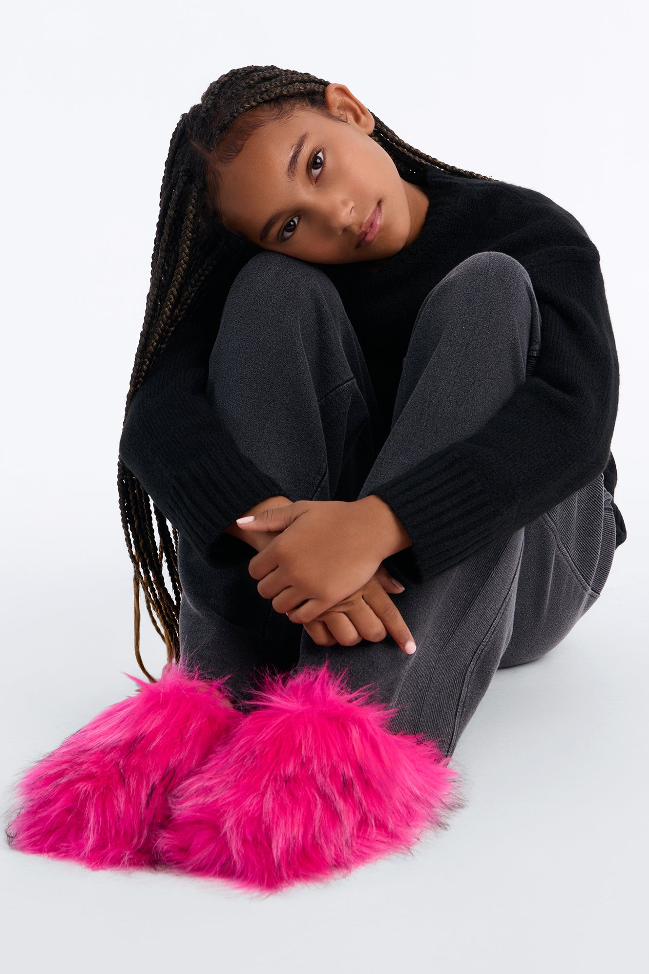 Mini Can't Miss It Faux Fur Slippers - Hot Pink