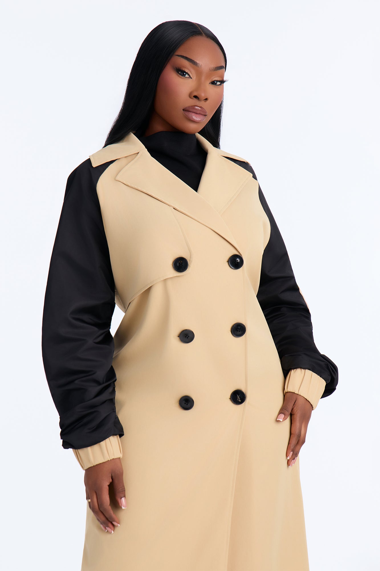 So Caught Up Trench Coat - Camel/combo
