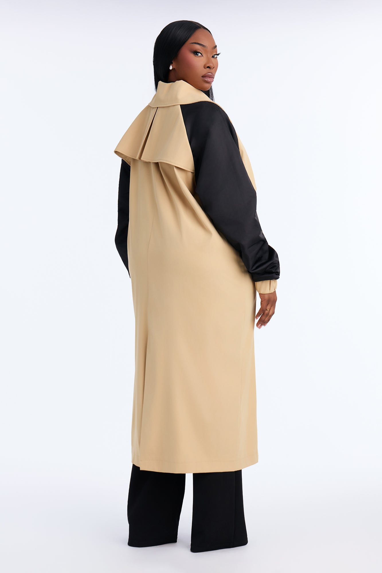 So Caught Up Trench Coat - Camel/combo