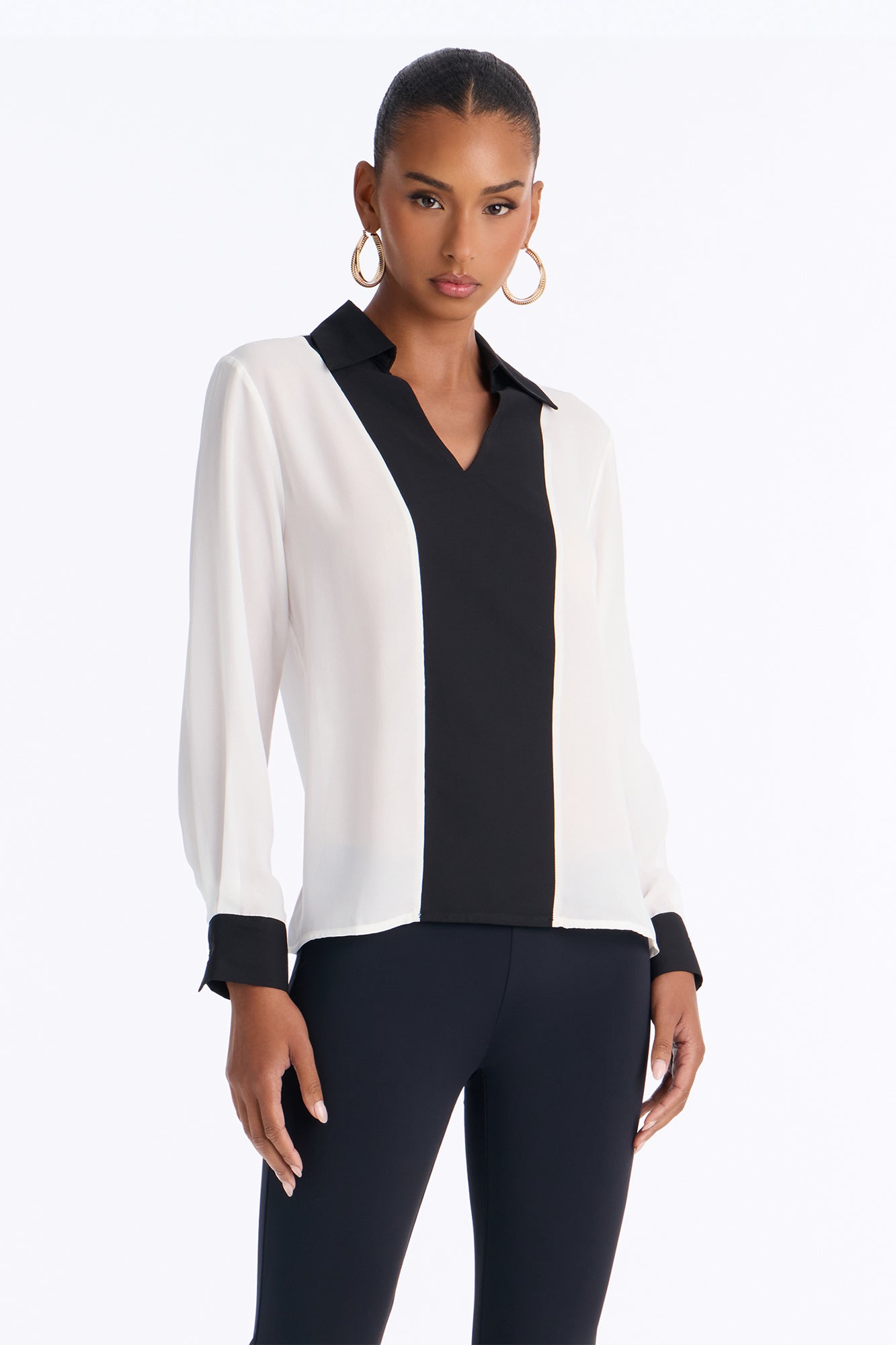 Next Meeting Colorblock Shirt - White/Black