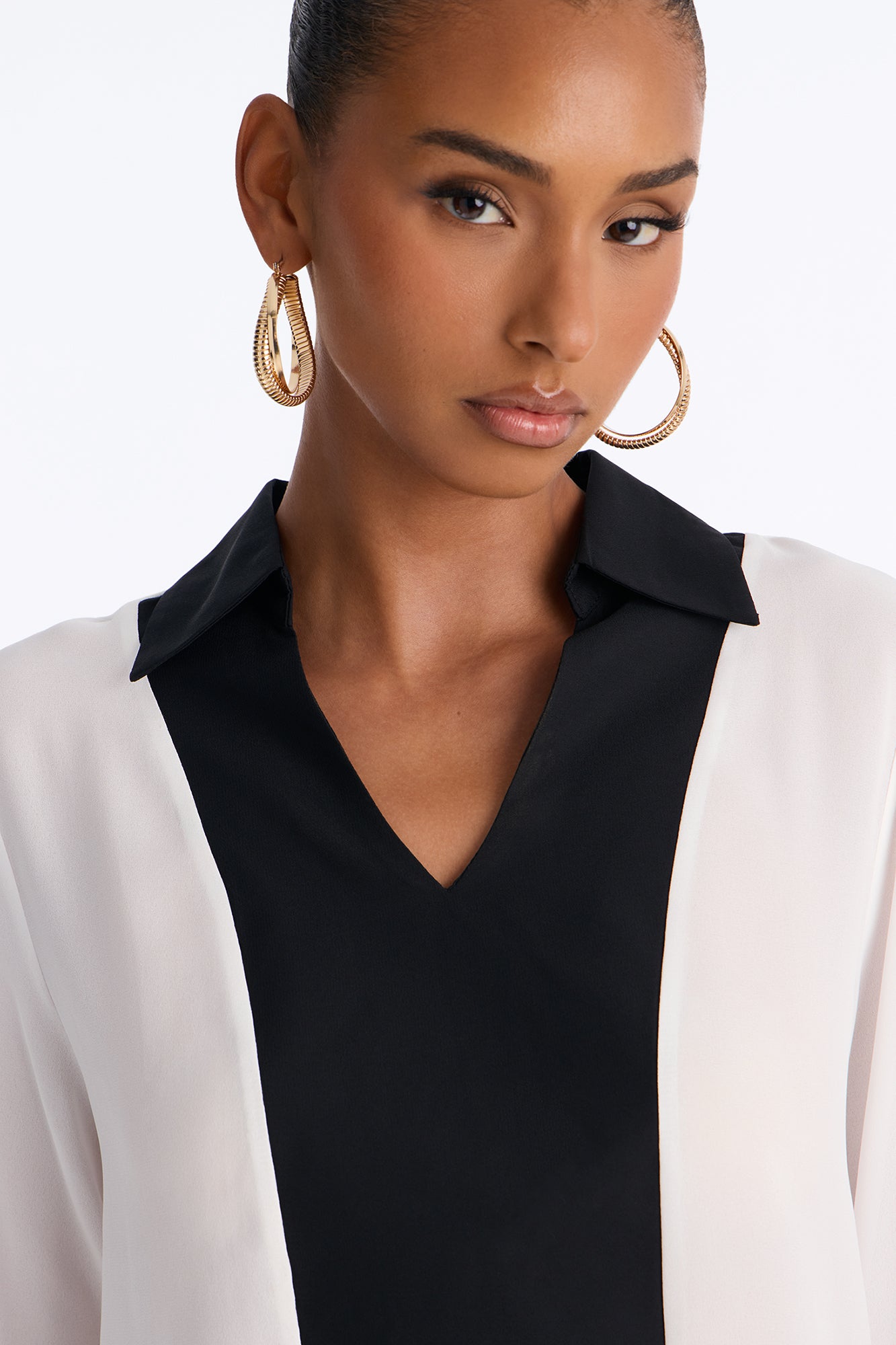 Next Meeting Colorblock Shirt - White/Black