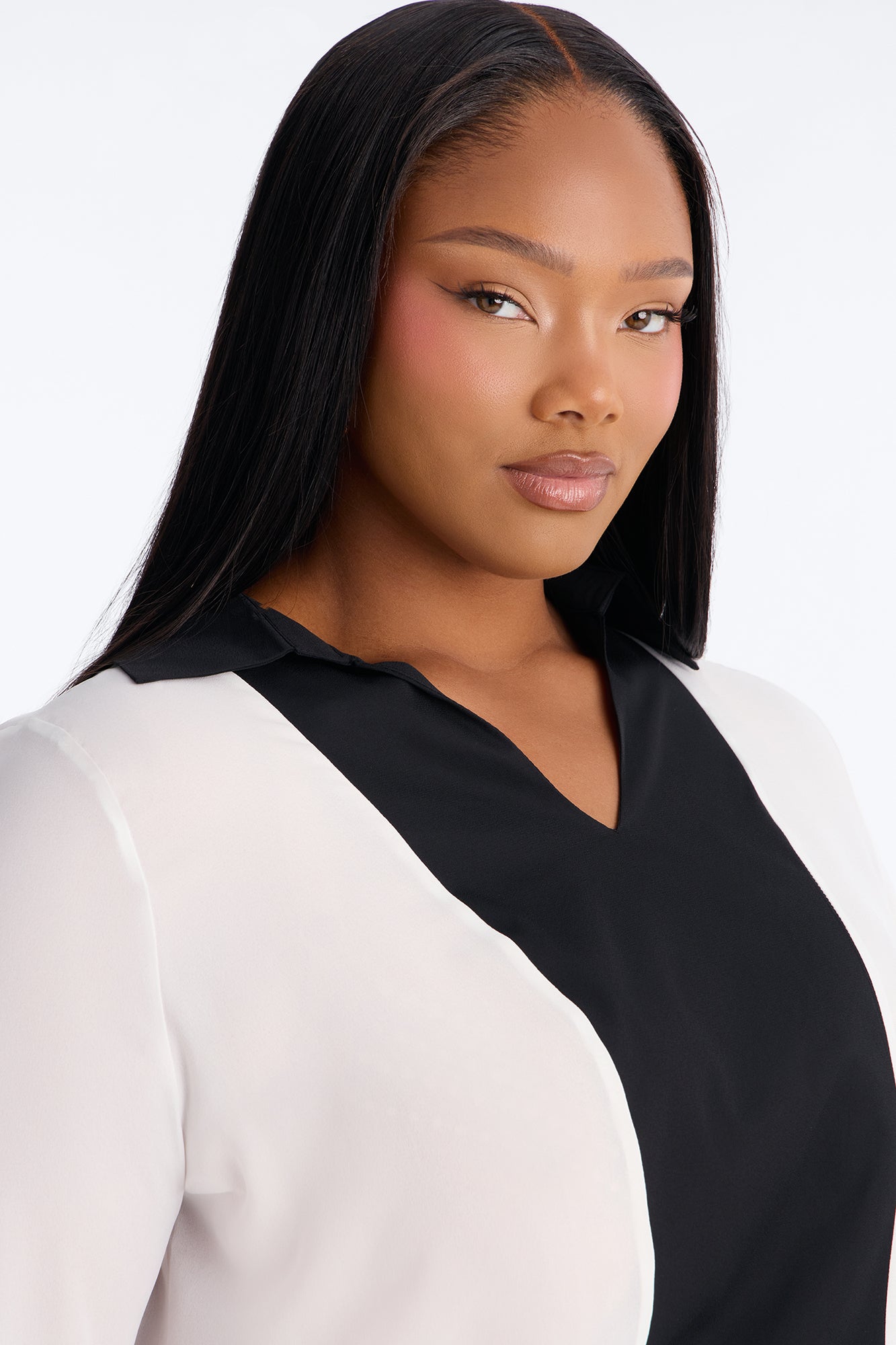 Next Meeting Colorblock Shirt - White/Black