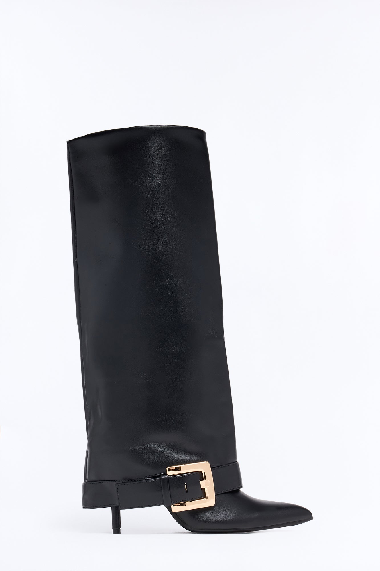 Just My Luck Overlay Heeled Boots - Black