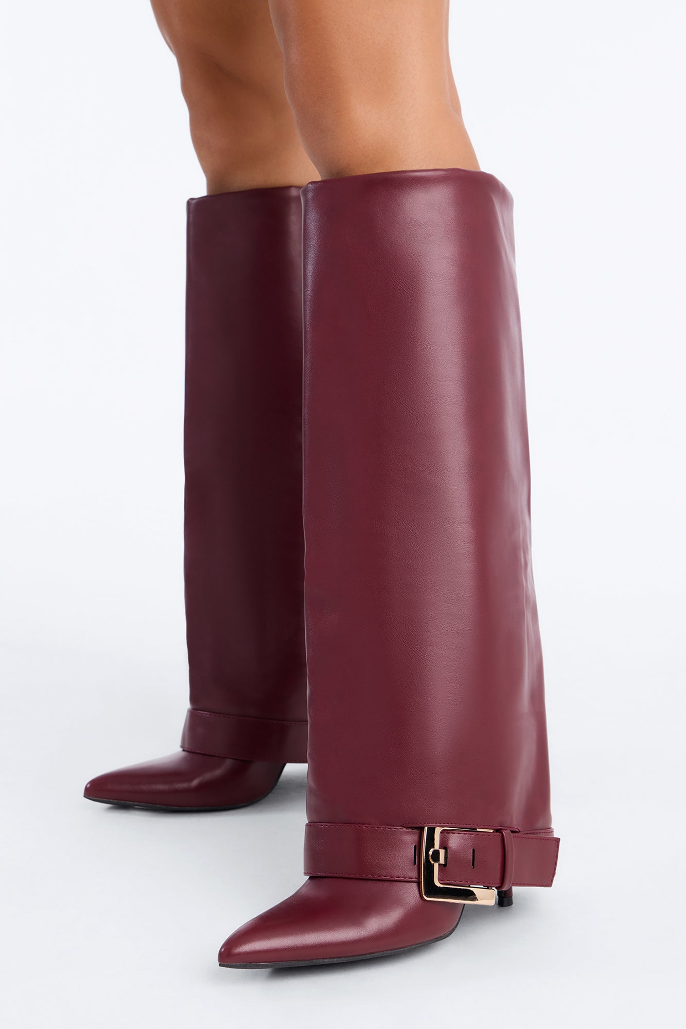 Just My Luck Overlay Heeled Boots - Wine