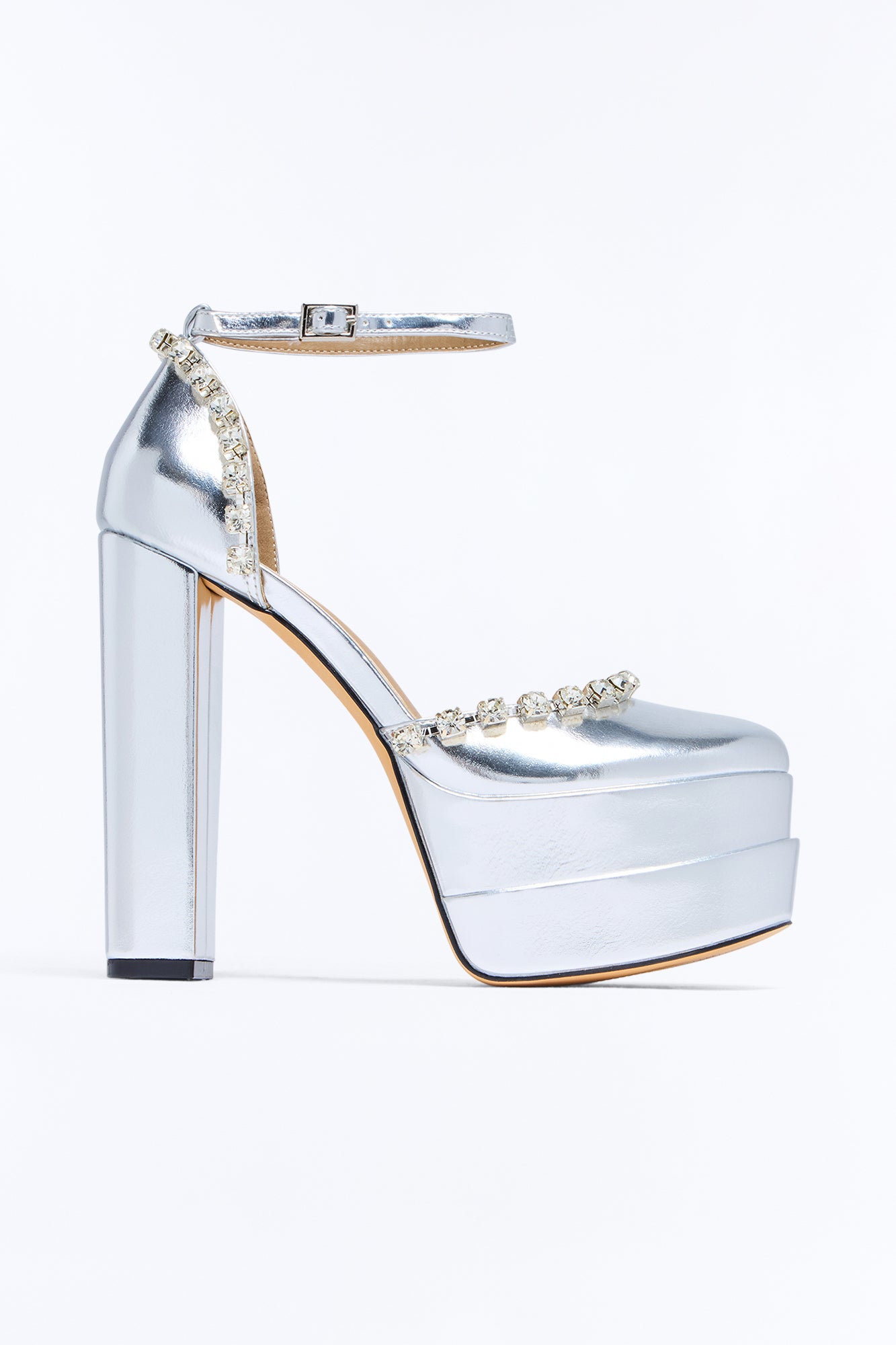 All Night Platform Pumps - Silver