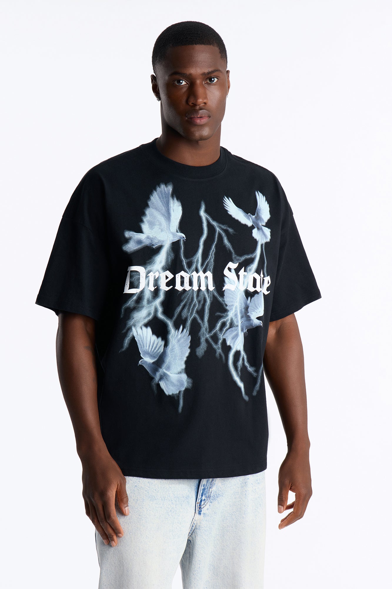 Dream State Oversized Short Sleeve Tee - Black