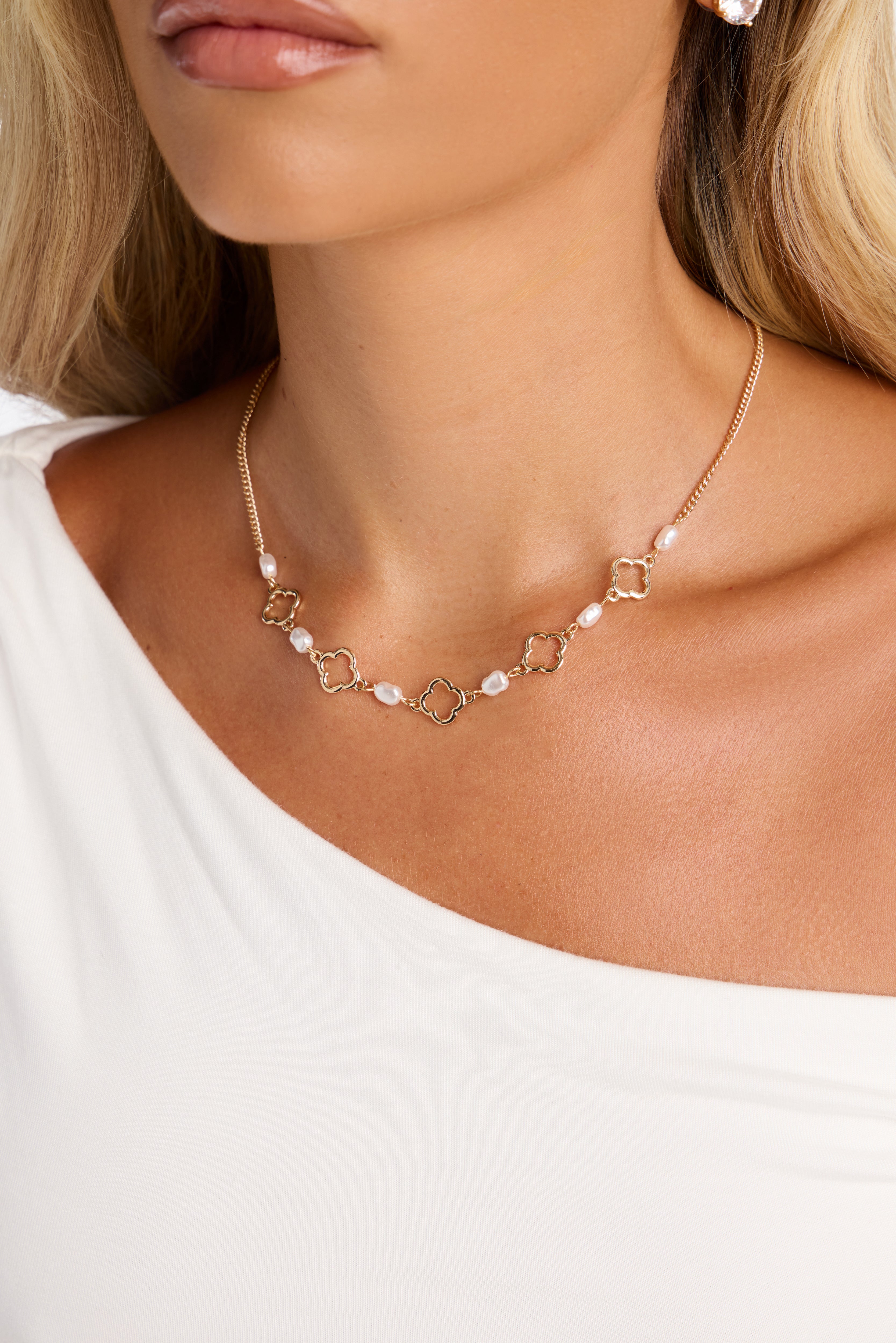 Pretty Lucky Clover Necklace - Gold/combo
