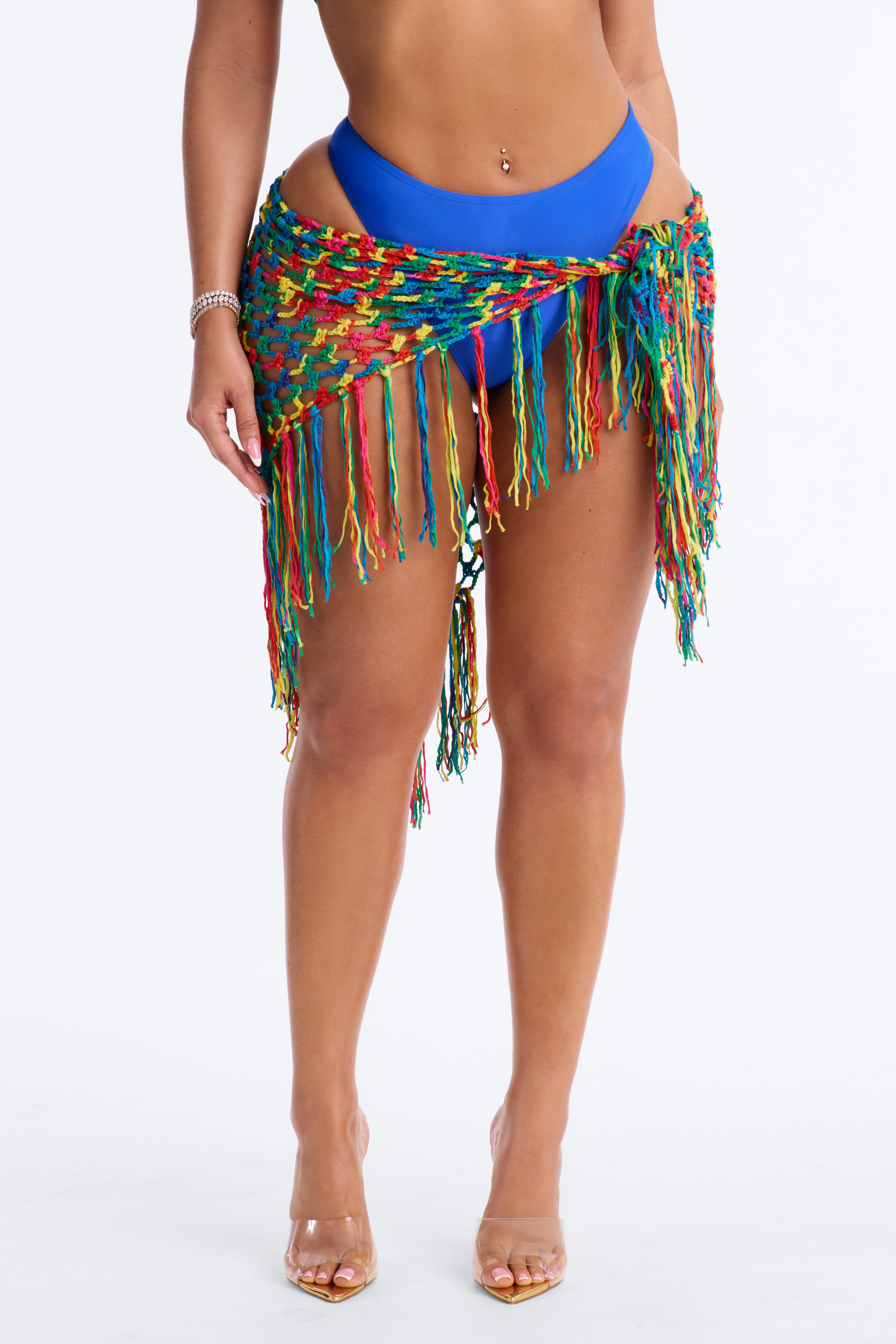 Summer Days Crochet Fringe Cover Up Sarong - Multi Color