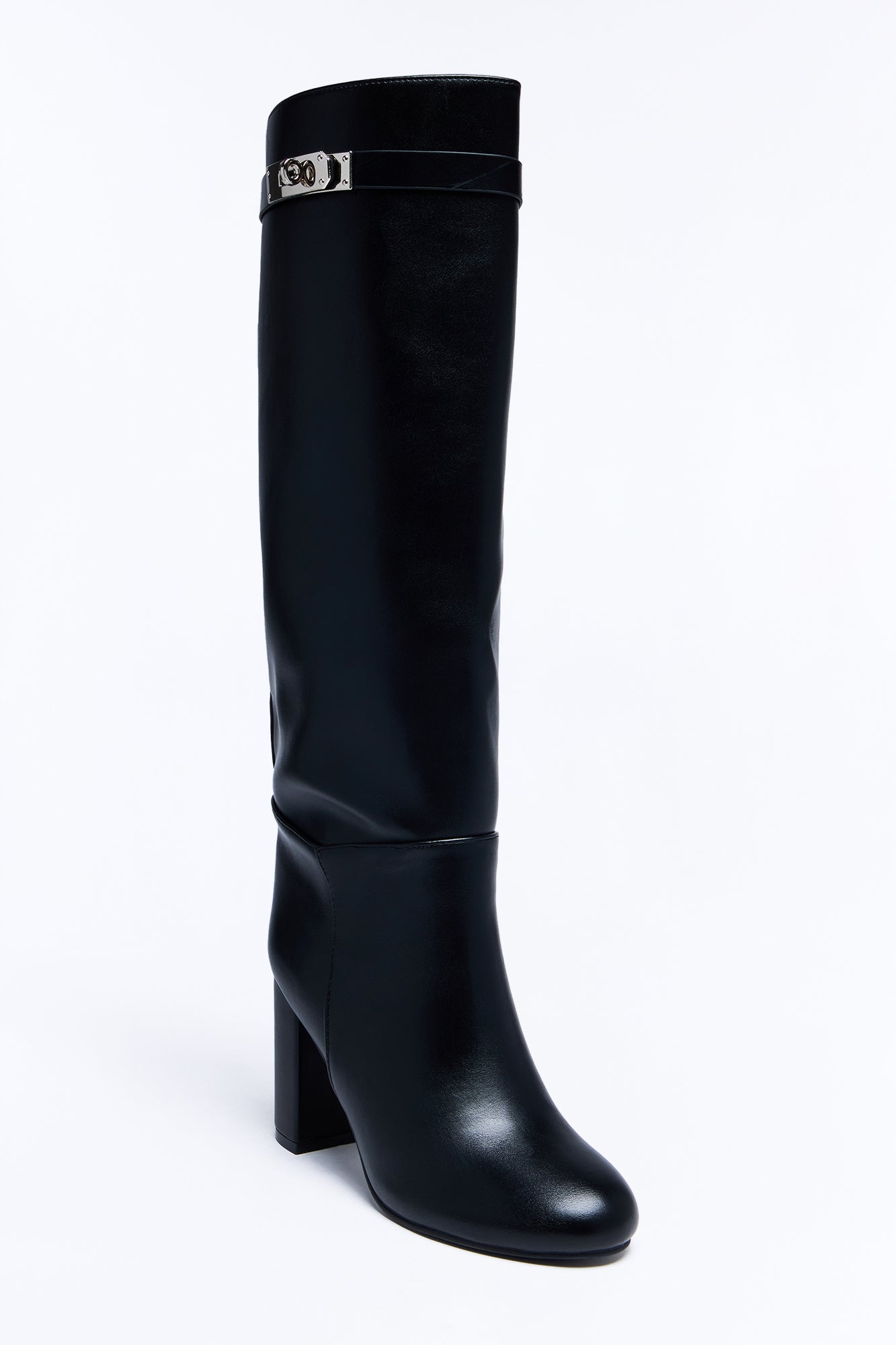 Makayla Knee High Heeled Boots - Black