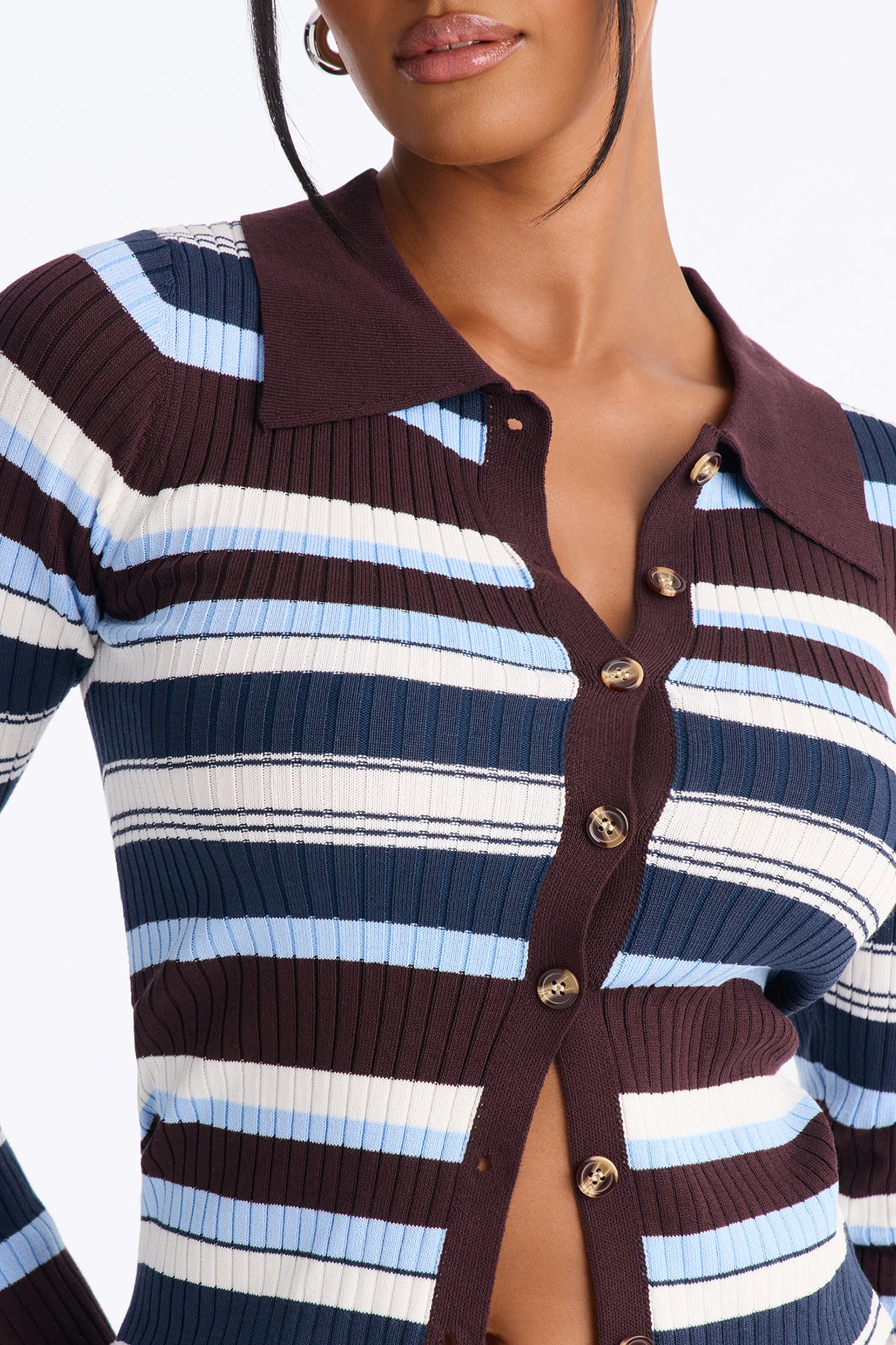 Moonlit Nights Striped Cardigan - Brown/combo