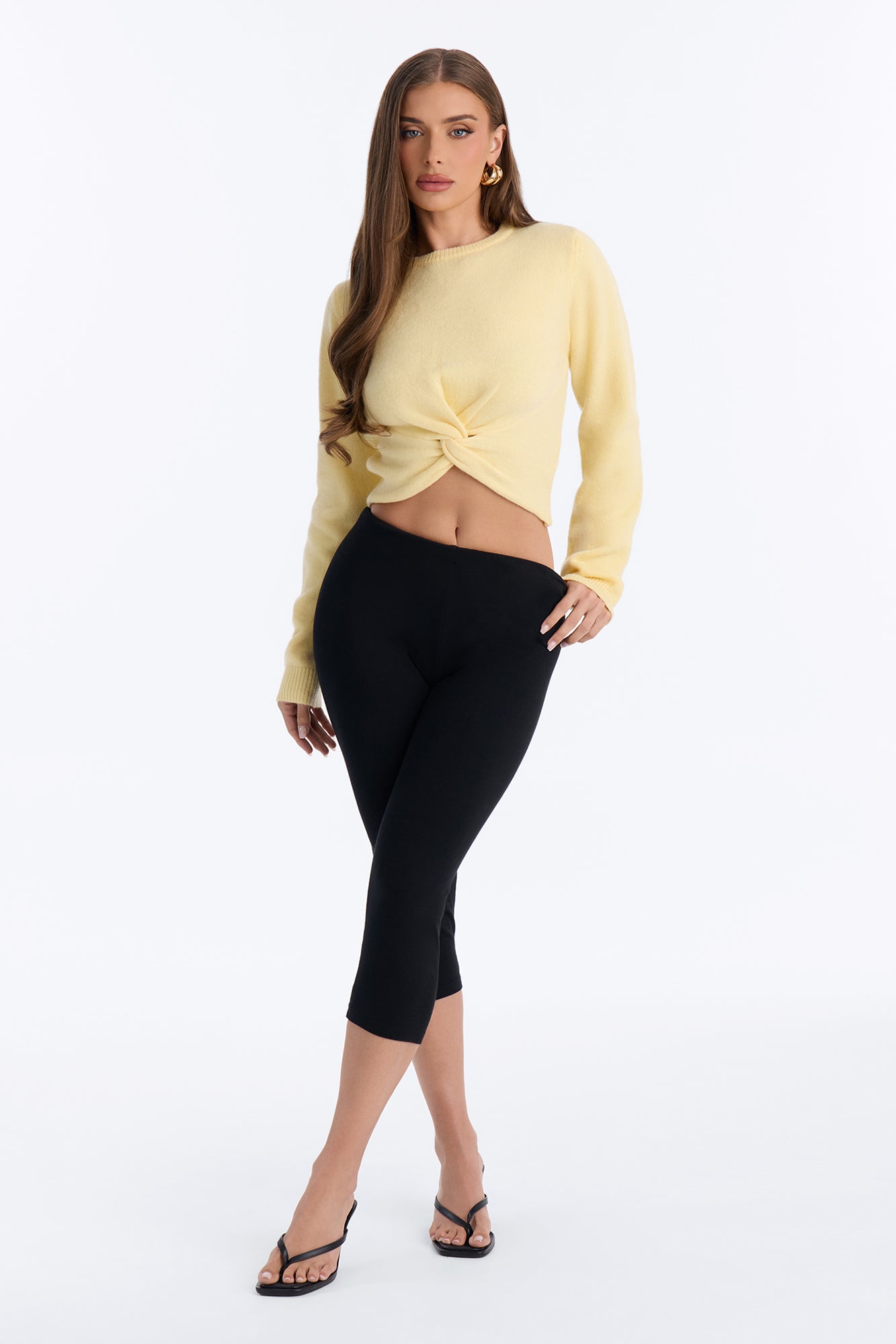 Orchard Air Pullover Twist Front Sweater - Butter Yellow