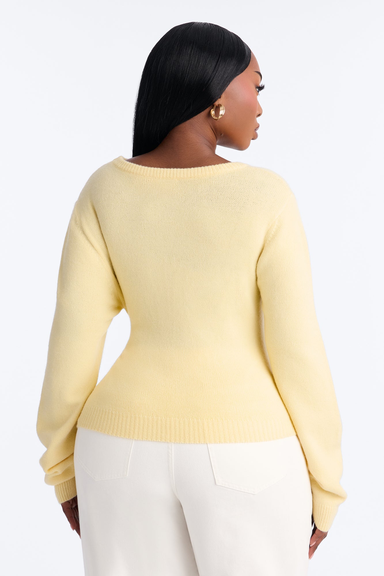 Orchard Air Pullover Twist Front Sweater - Butter Yellow