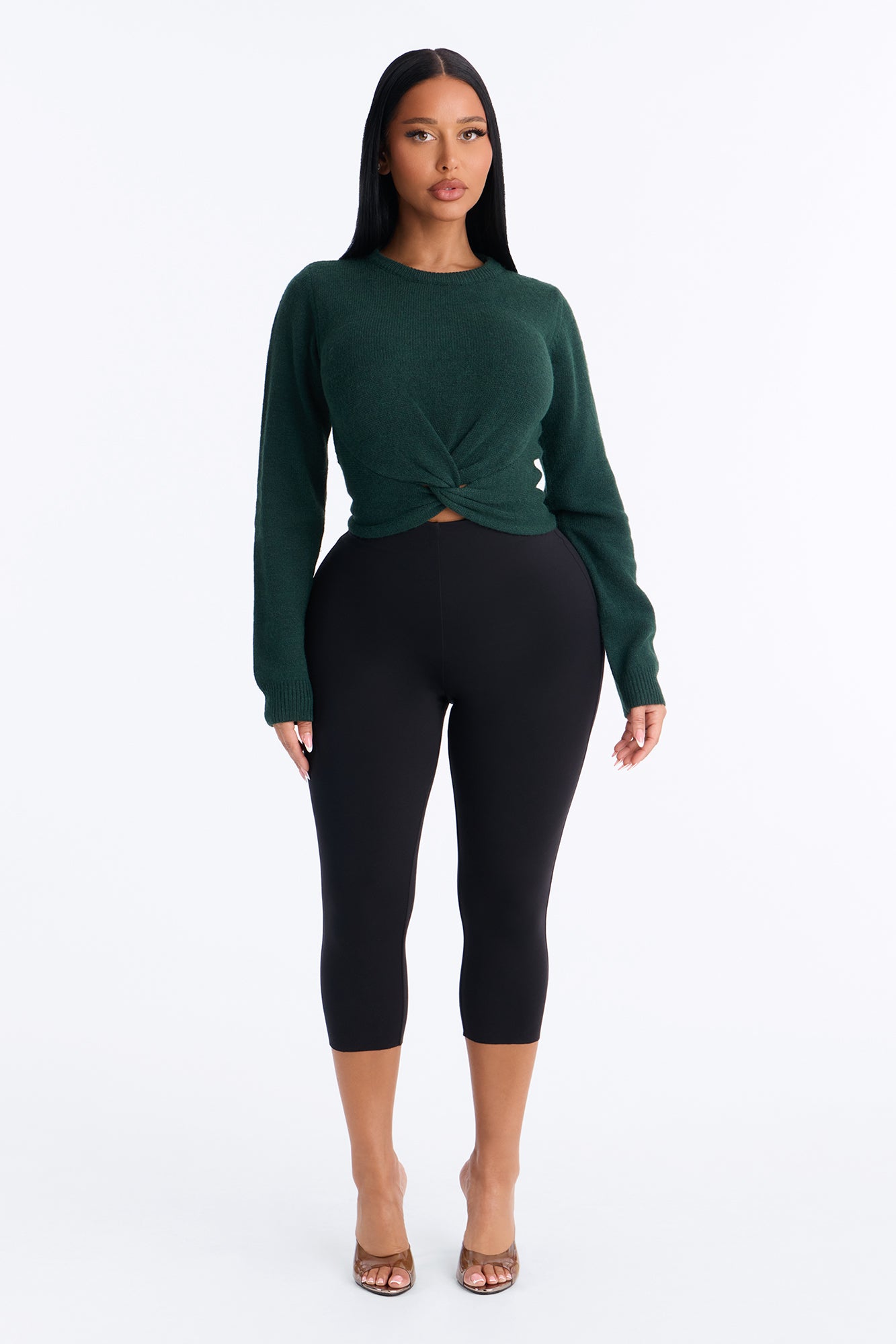 Orchard Air Pullover Twist Front Sweater - Hunter