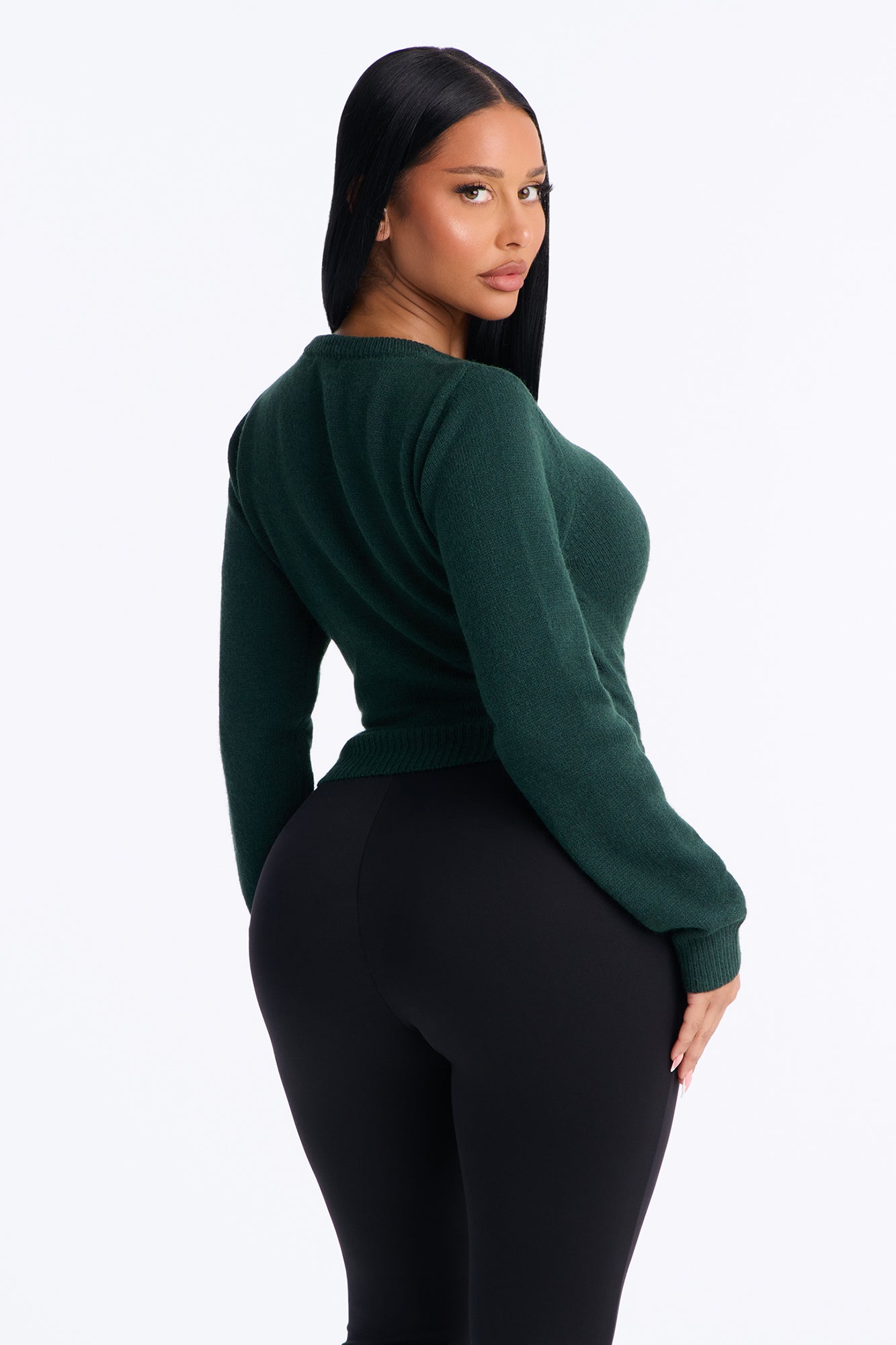 Orchard Air Pullover Twist Front Sweater - Hunter