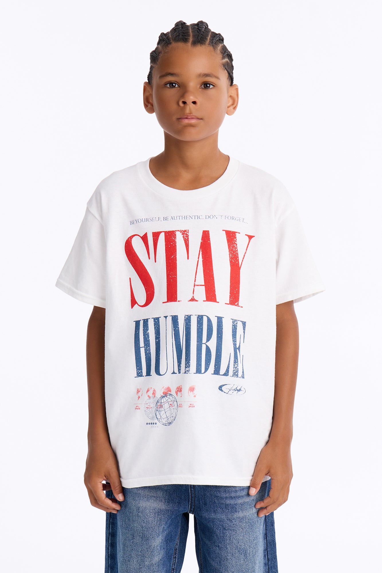 Mini Stay Humble Boxy Short Sleeve Tee - White