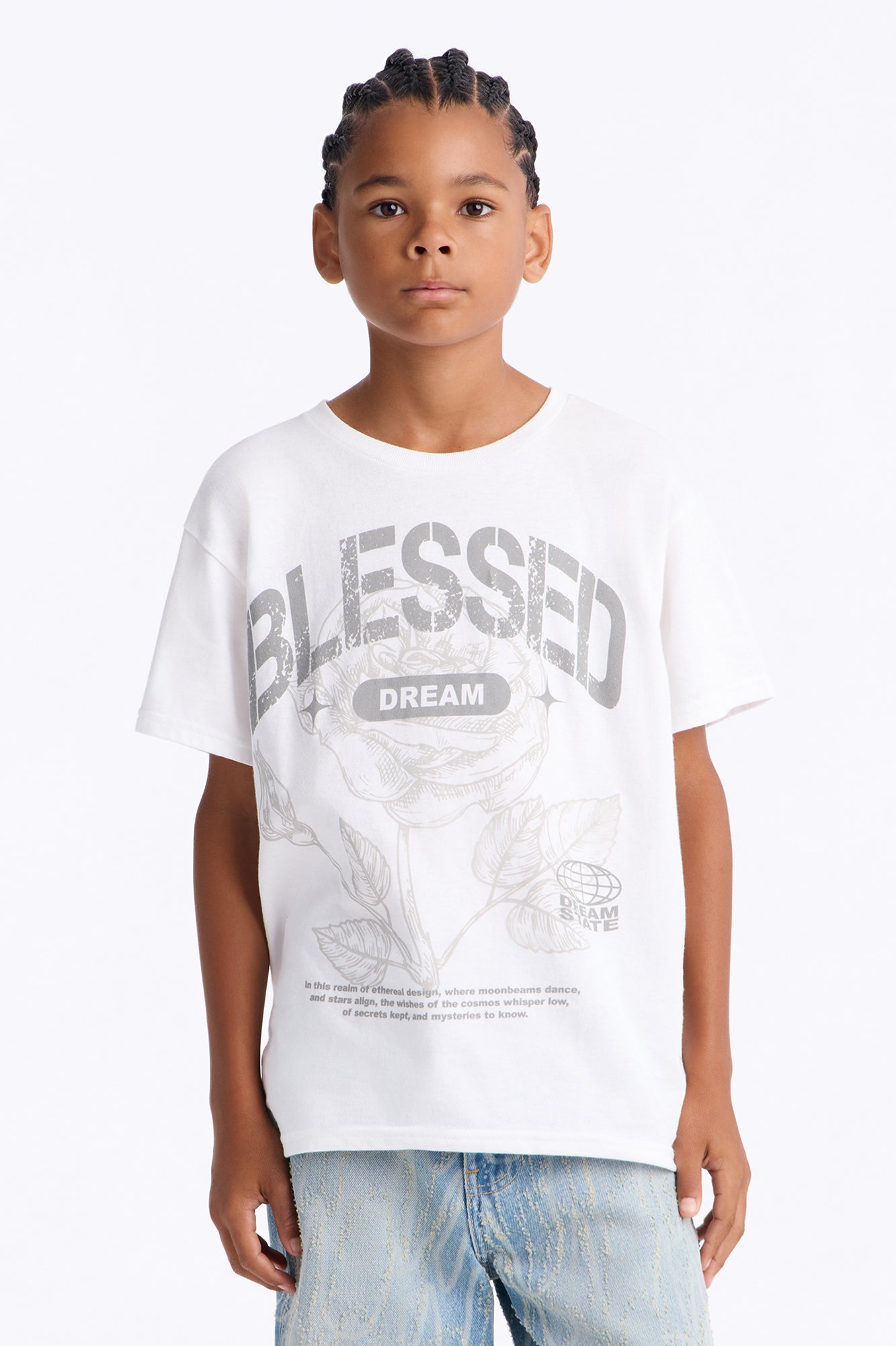 Mini Bless Dreams Oversized Short Sleeve Tee - White