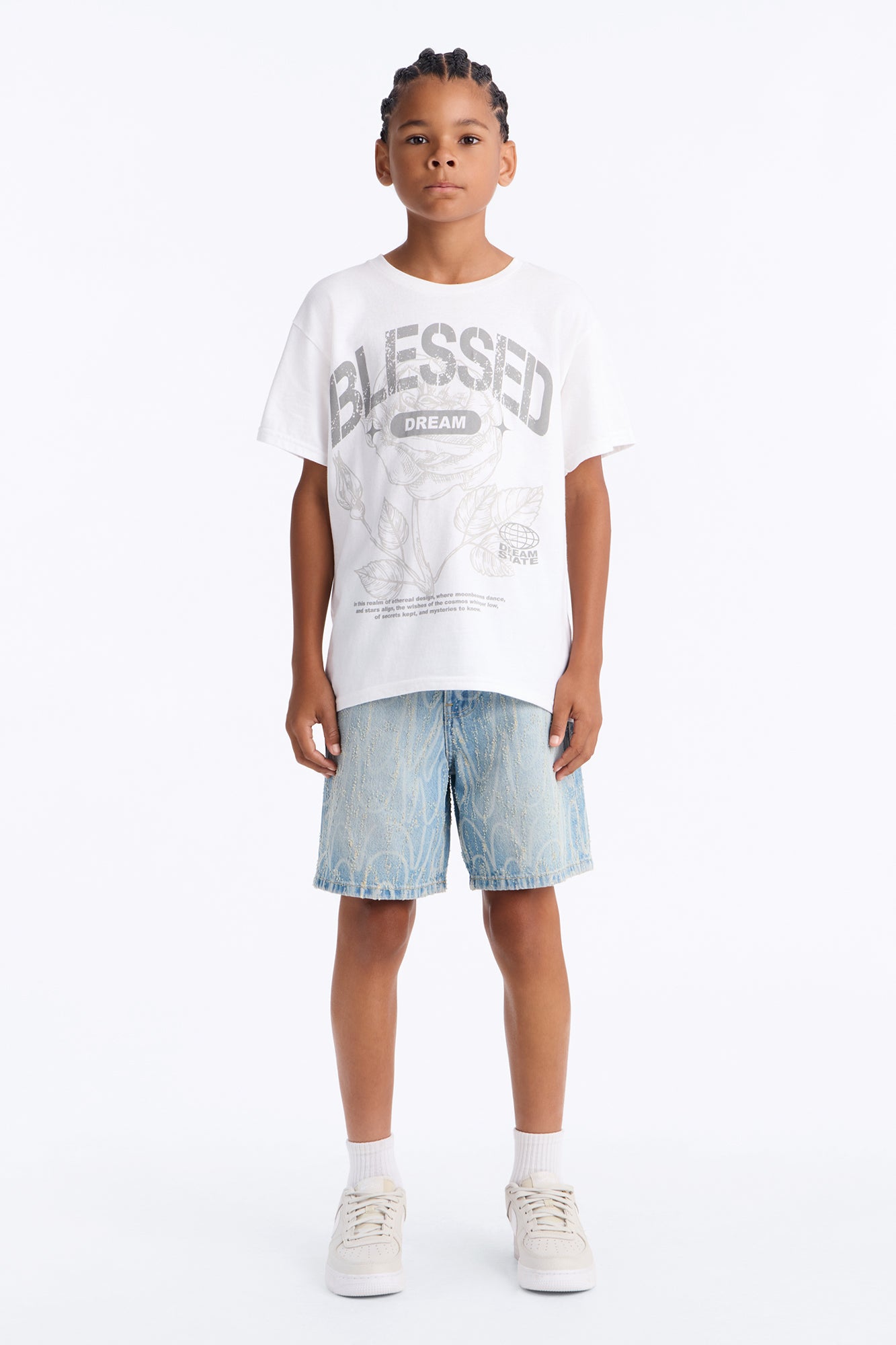 Mini Bless Dreams Oversized Short Sleeve Tee - White