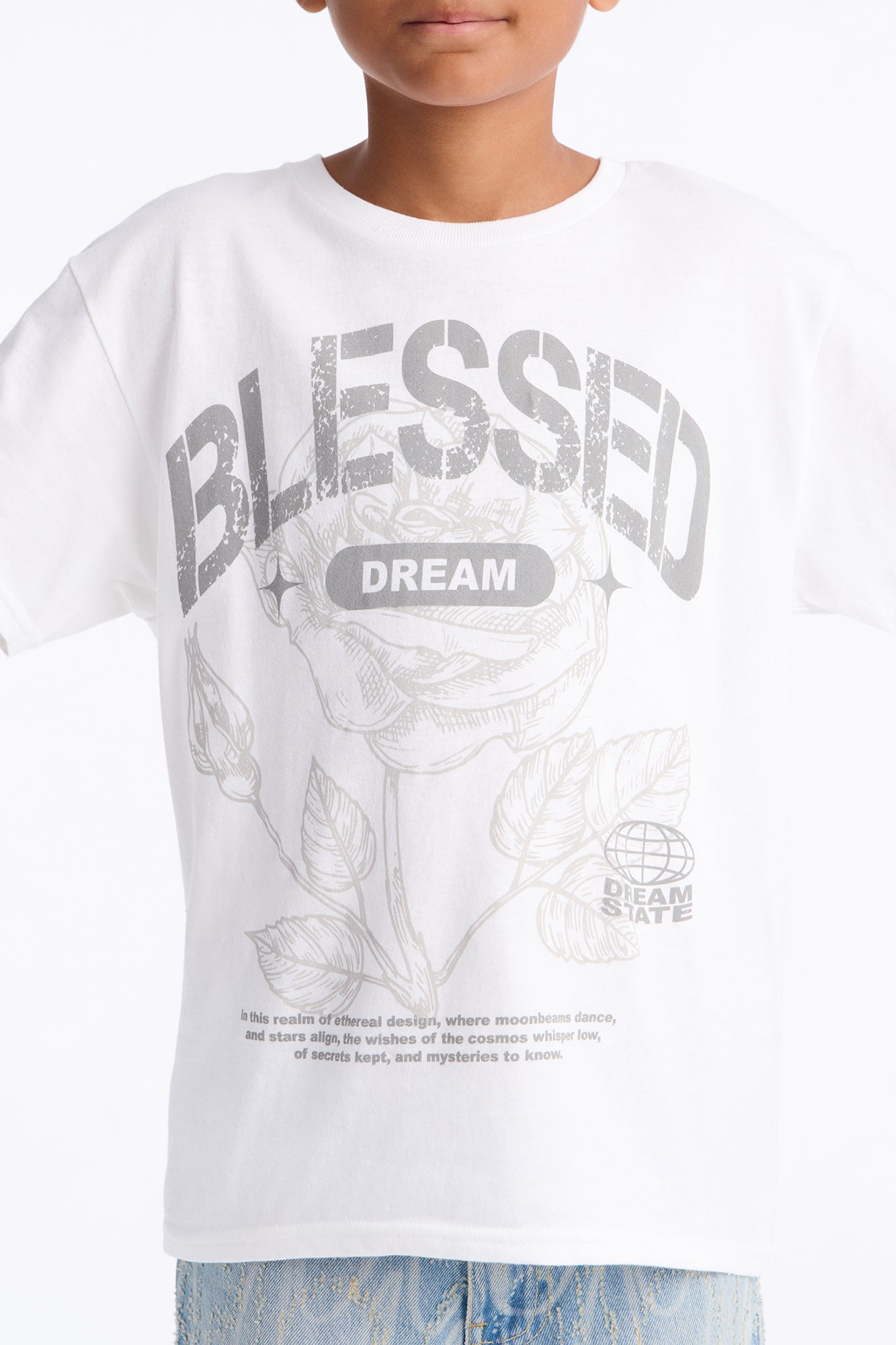 Mini Bless Dreams Oversized Short Sleeve Tee - White