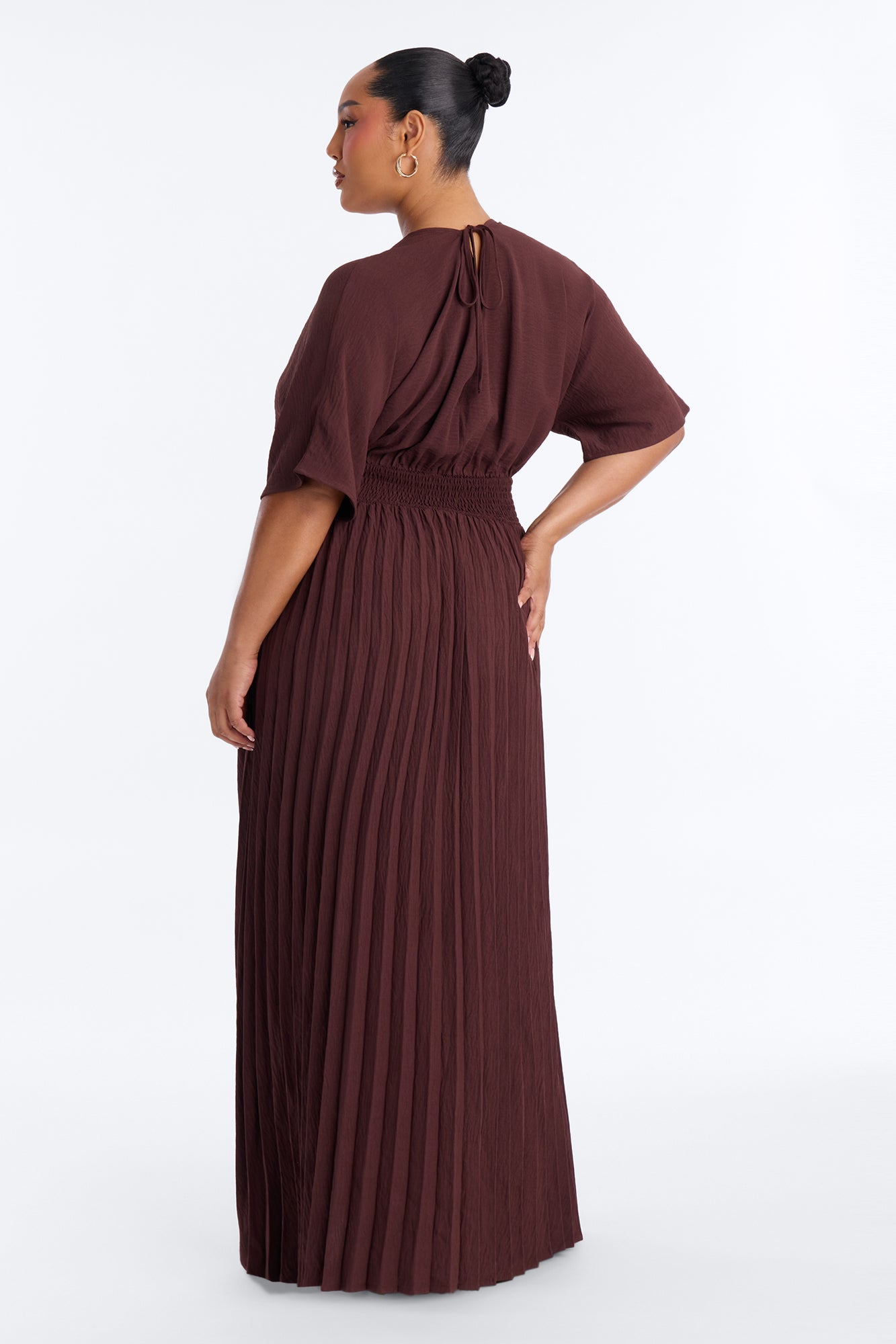 Liana Pleated Maxi Dress - Chocolate