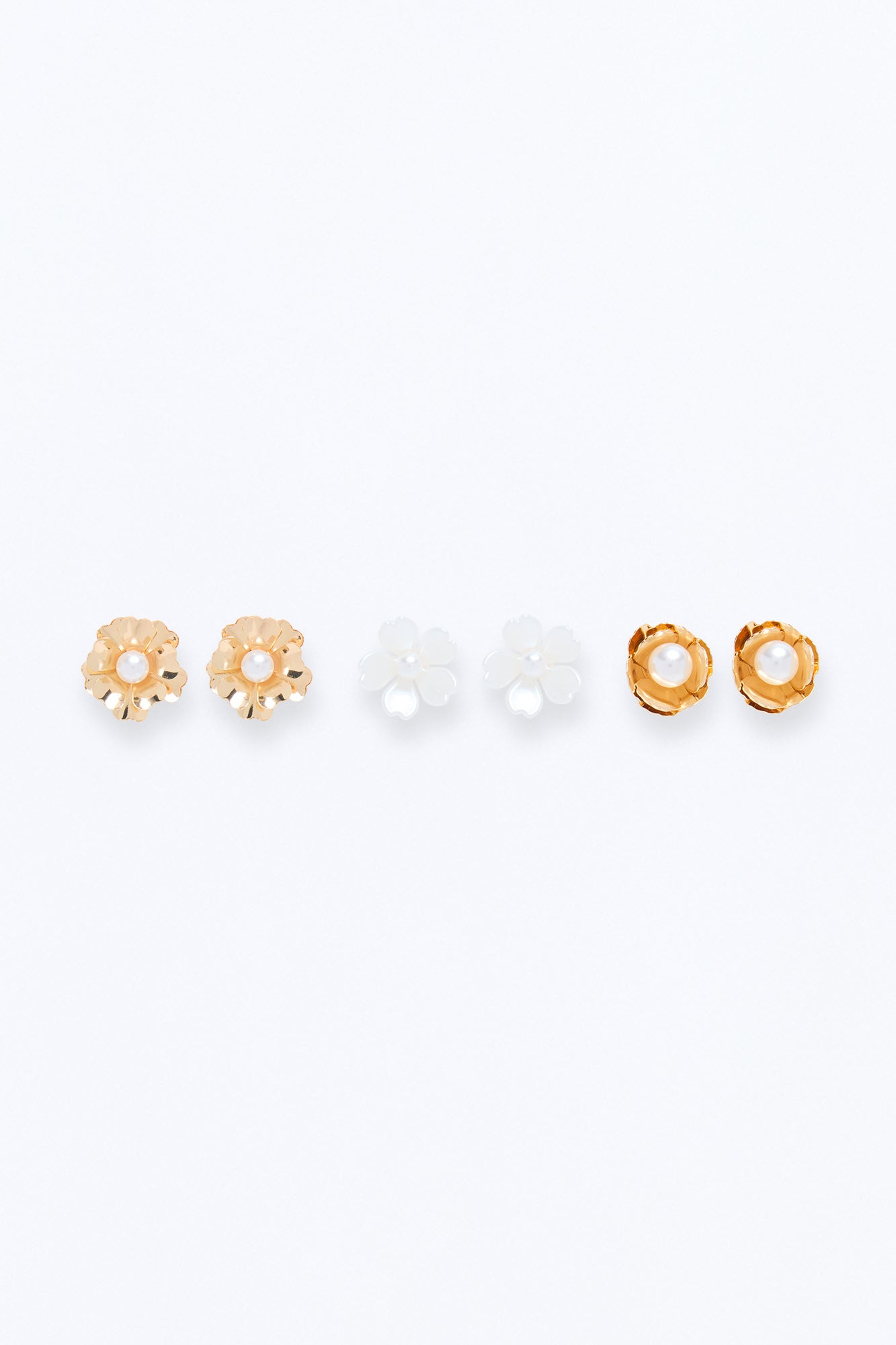 Fond Of You Floral 3 Pair Earring Set - Gold/combo