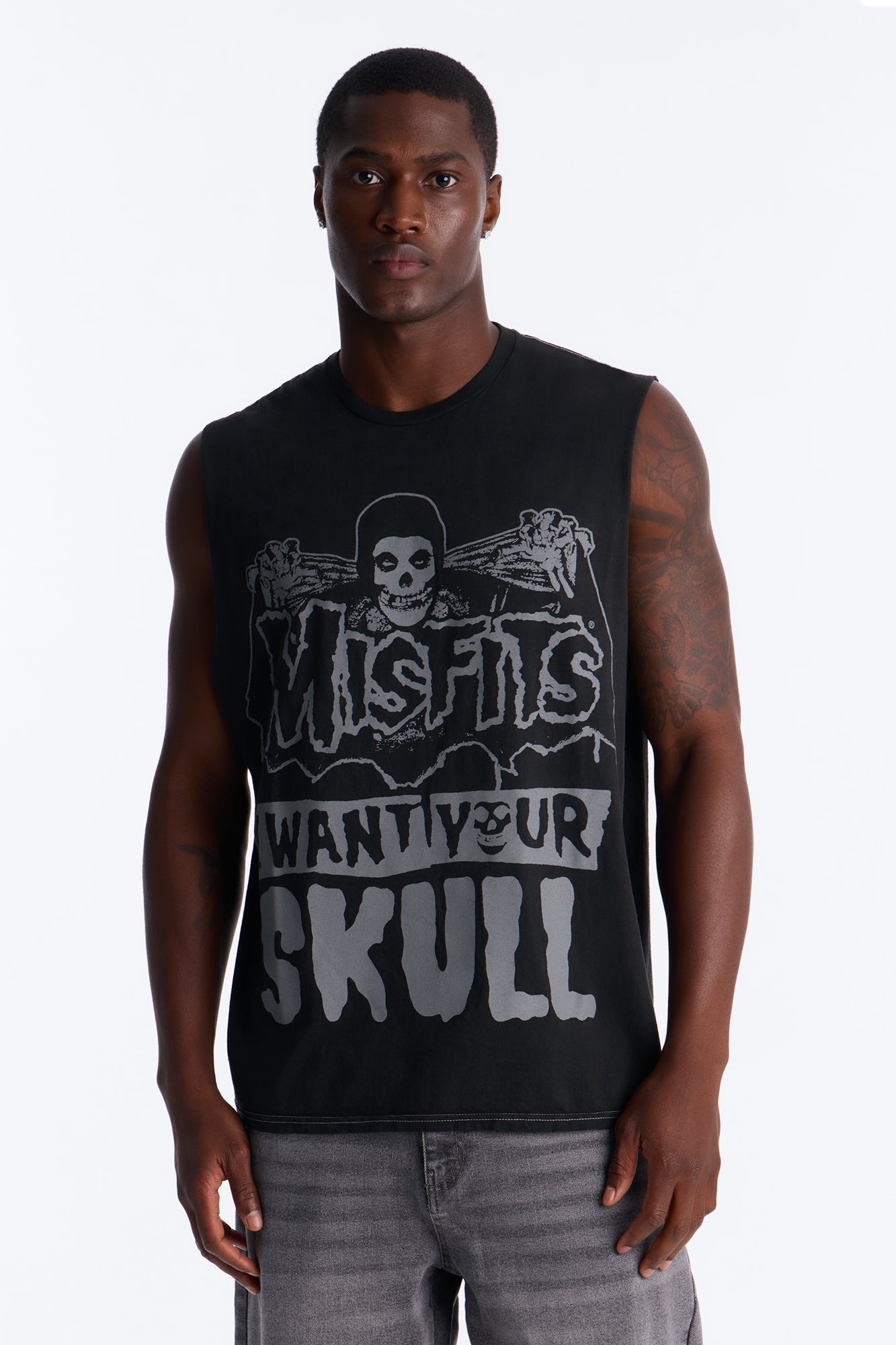Misfits Skull Vintage Muscle Tee - BlackWash