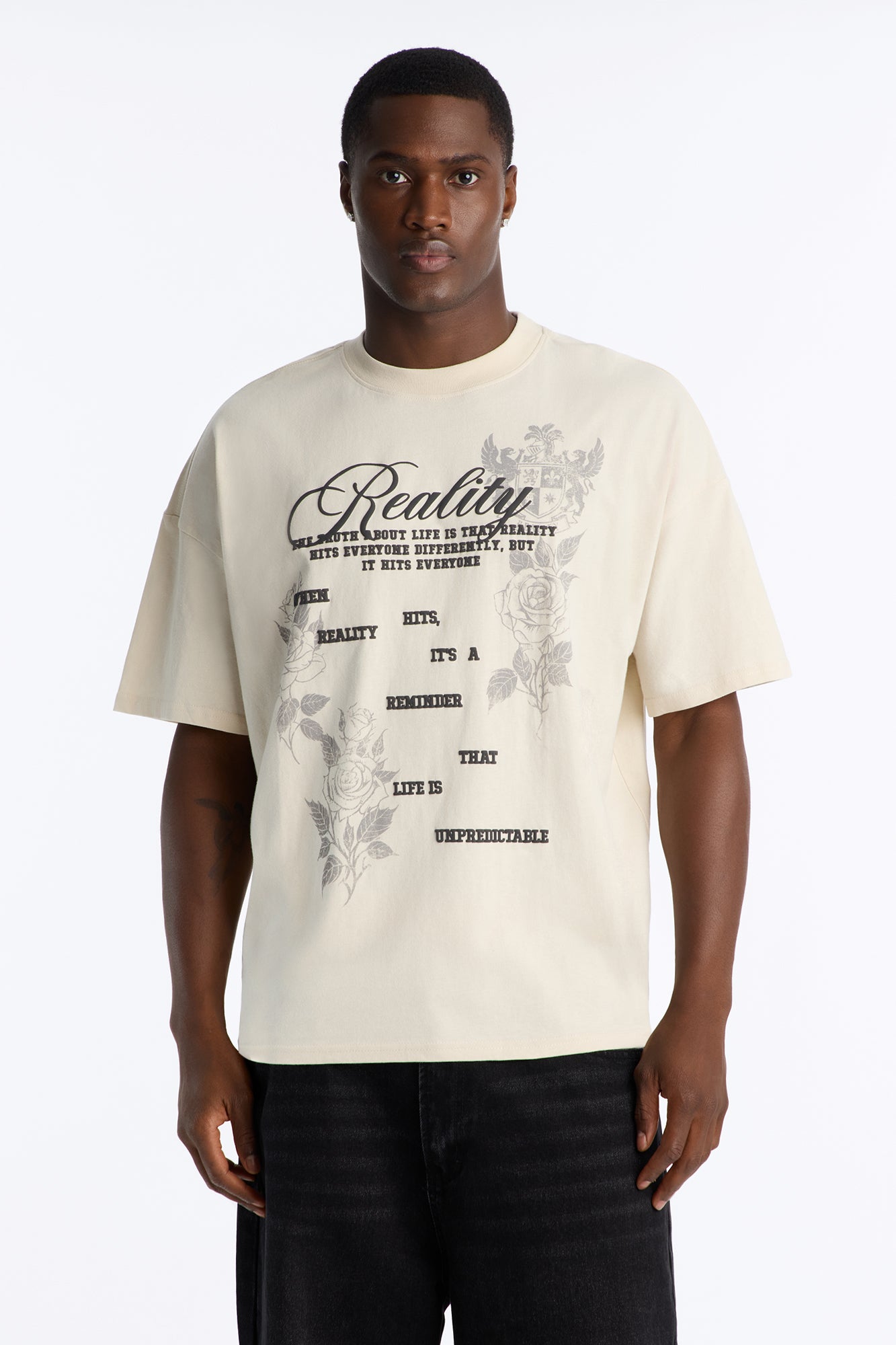 Reality Hits Vintage Oversized Short Sleeve Tee - Off White
