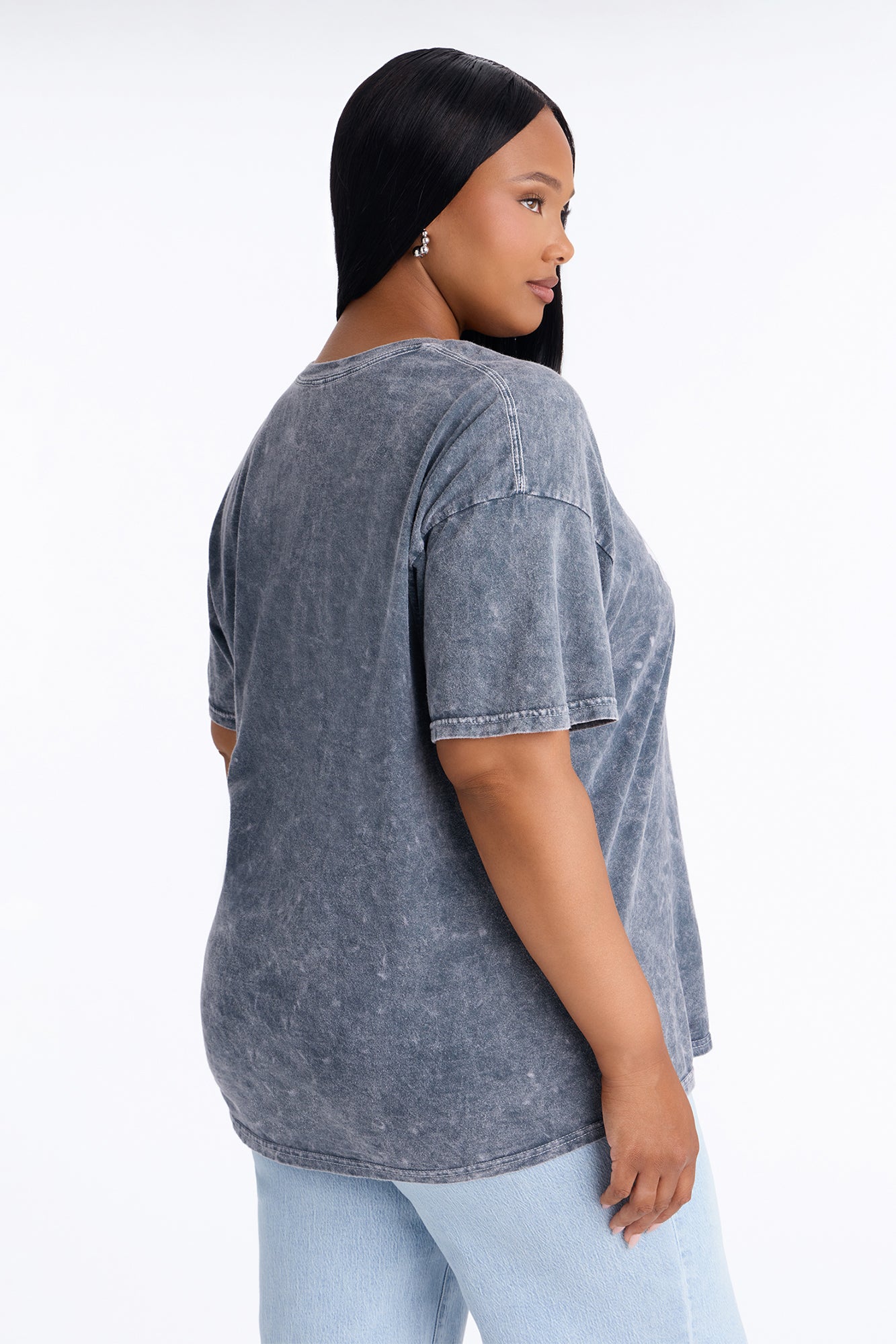 Good Vibes Only Washed Oversized Tee - Charcoal