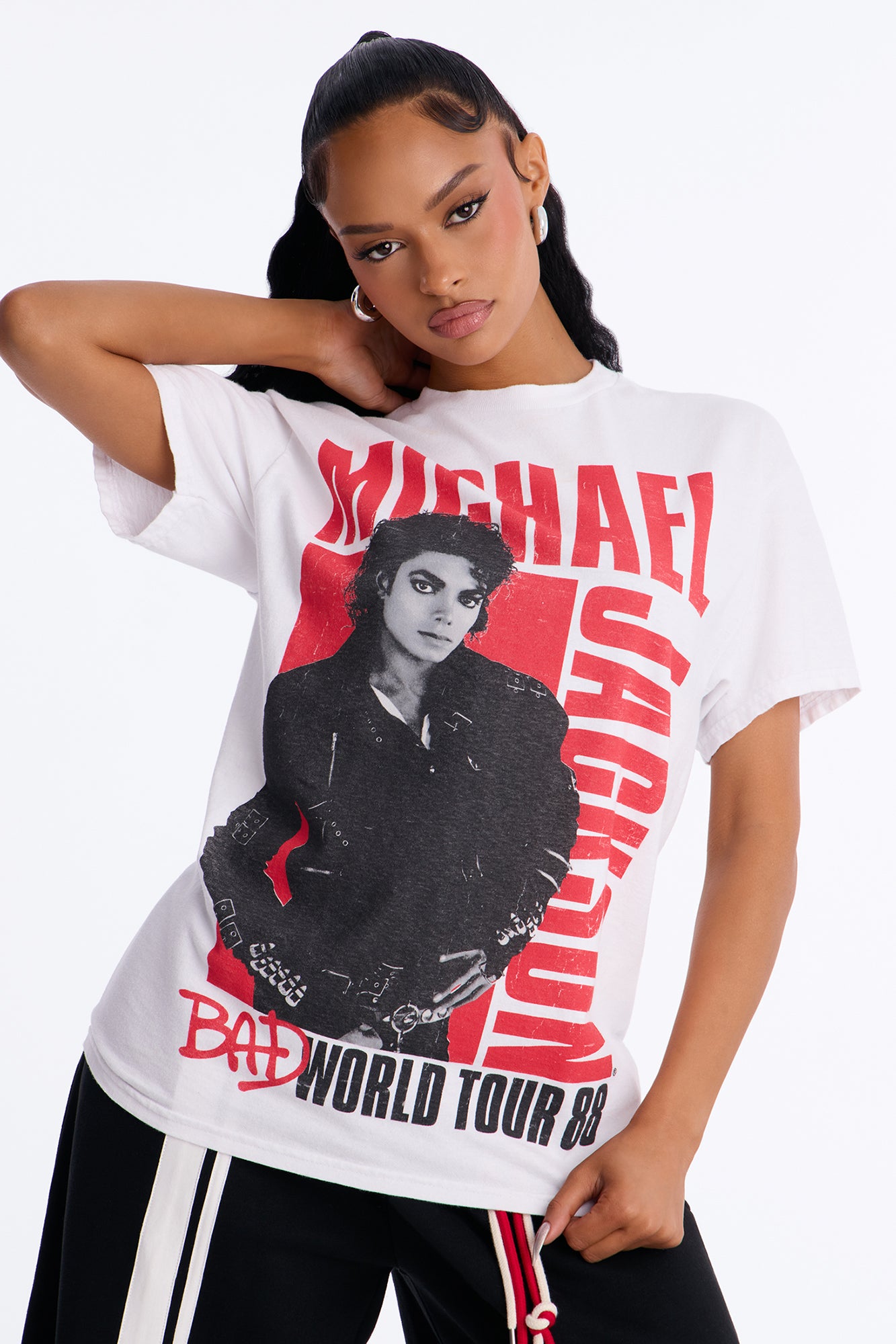 Michael Jackson Bad World Tour Oversized Tee - White