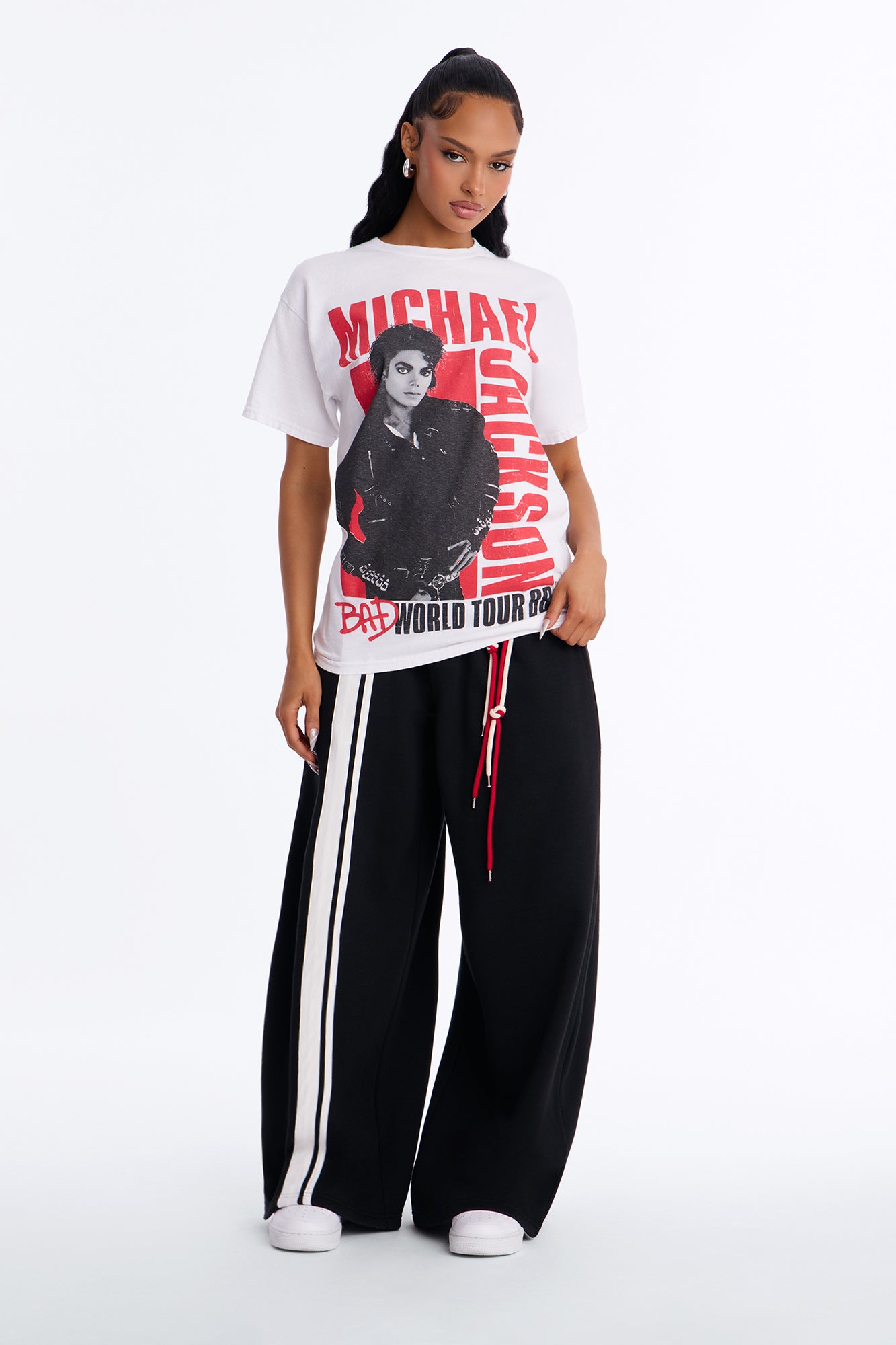 Michael Jackson Bad World Tour Oversized Tee - White