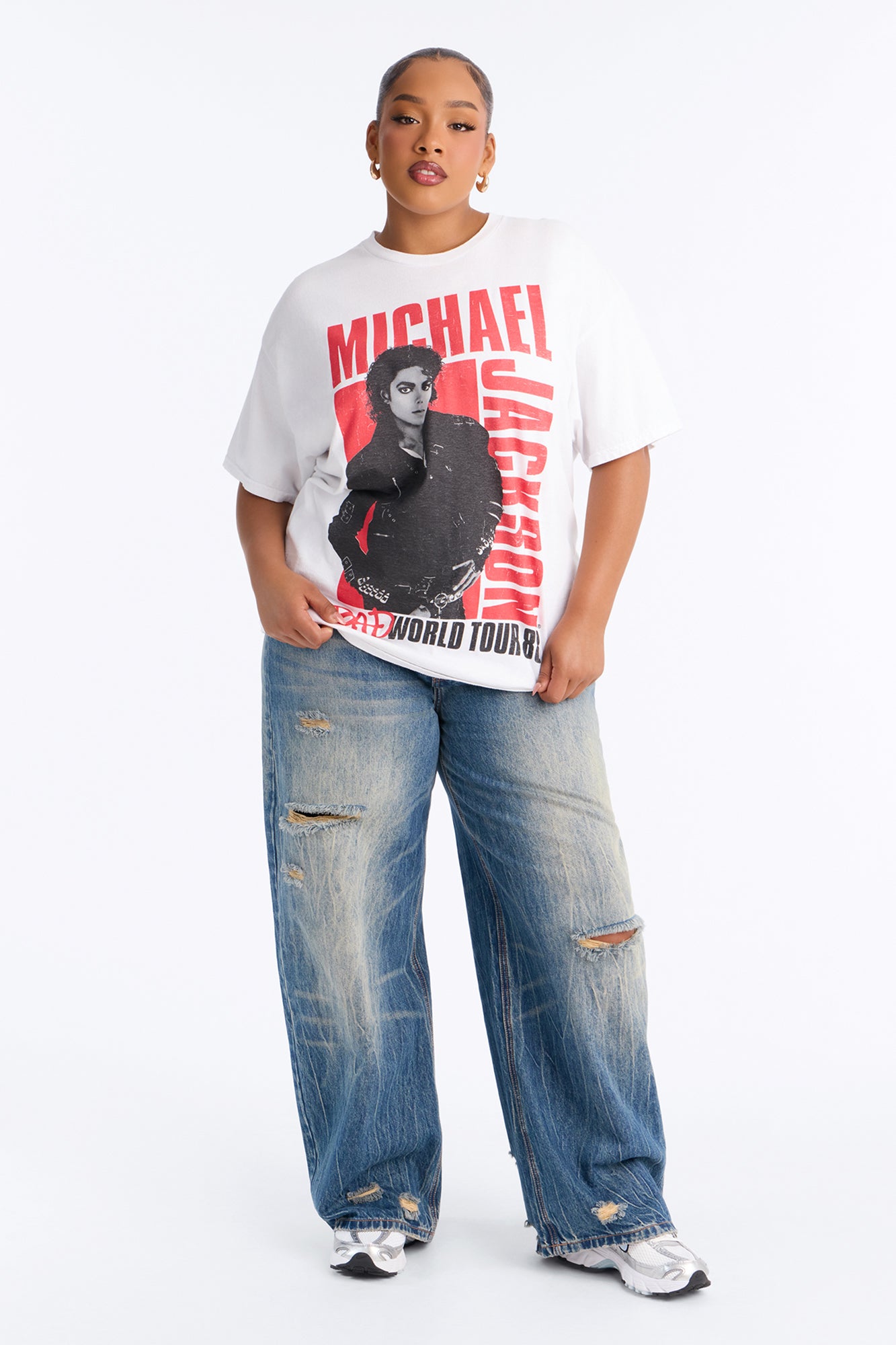 Michael Jackson Bad World Tour Oversized Tee - White