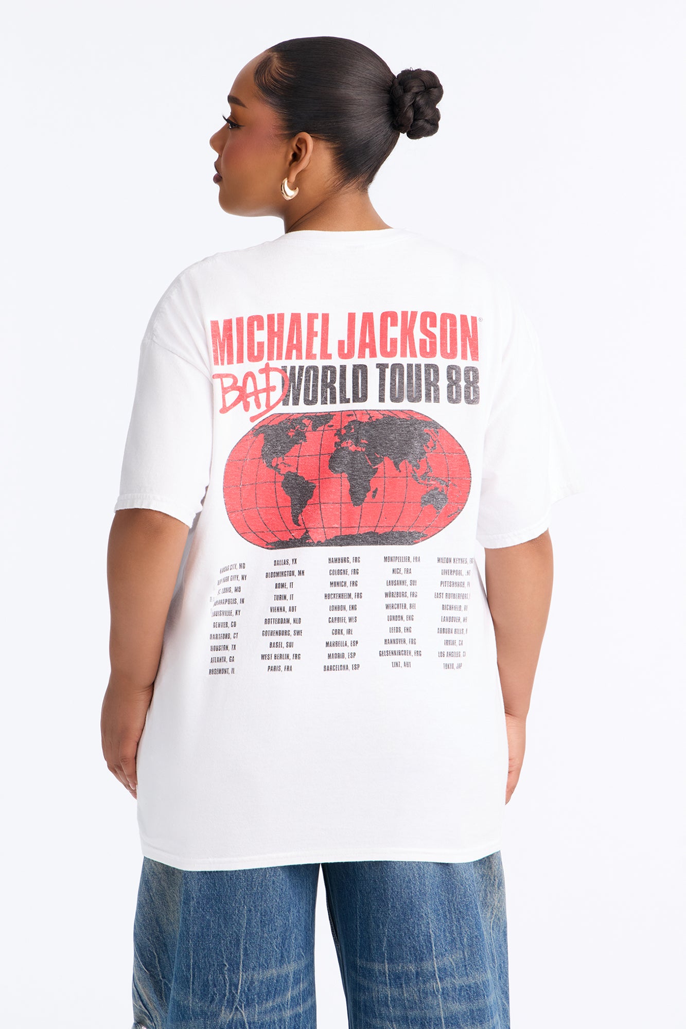 Michael Jackson Bad World Tour Oversized Tee - White