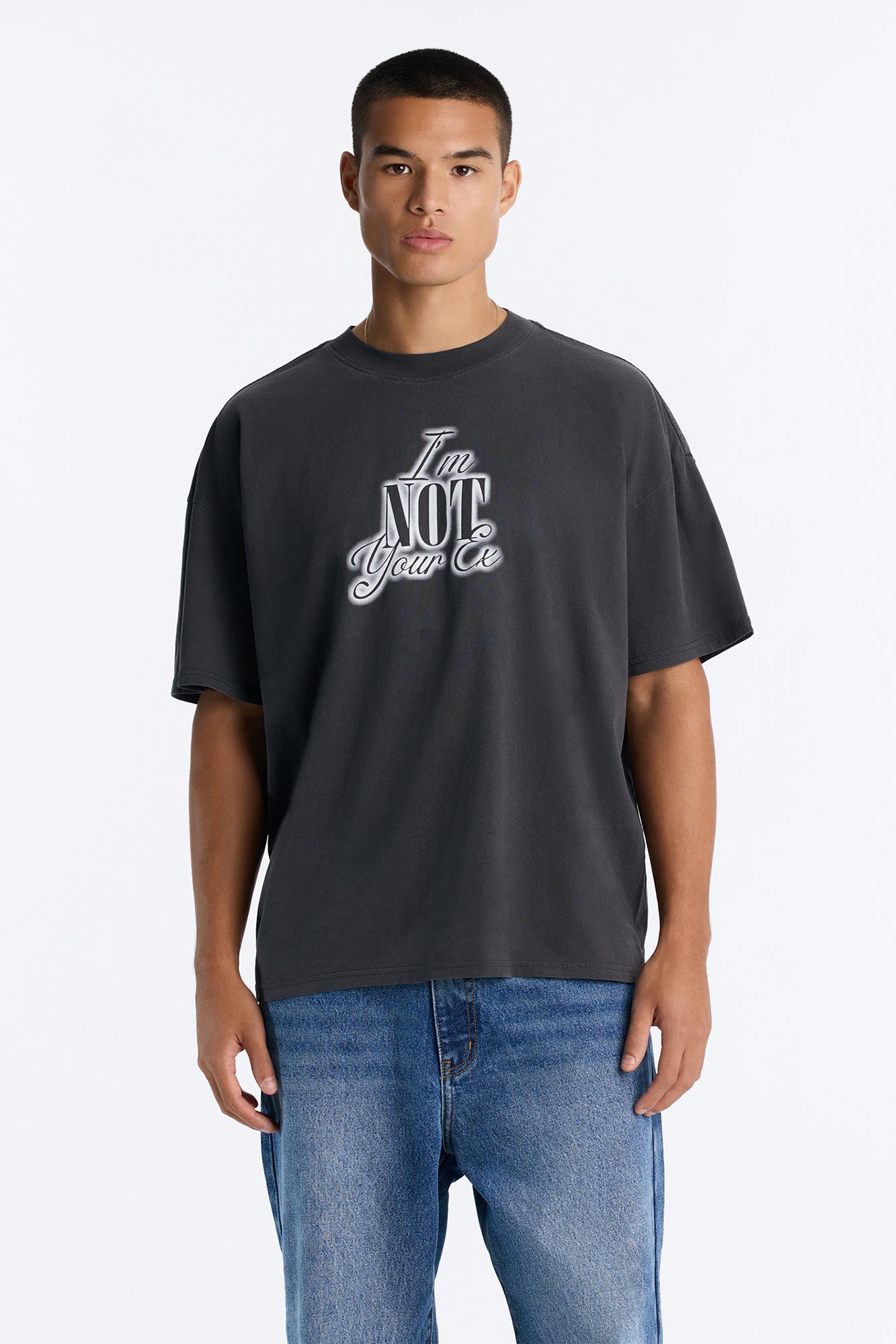 Not Your Ex Vintage Boxy Short Sleeve Tee - Black