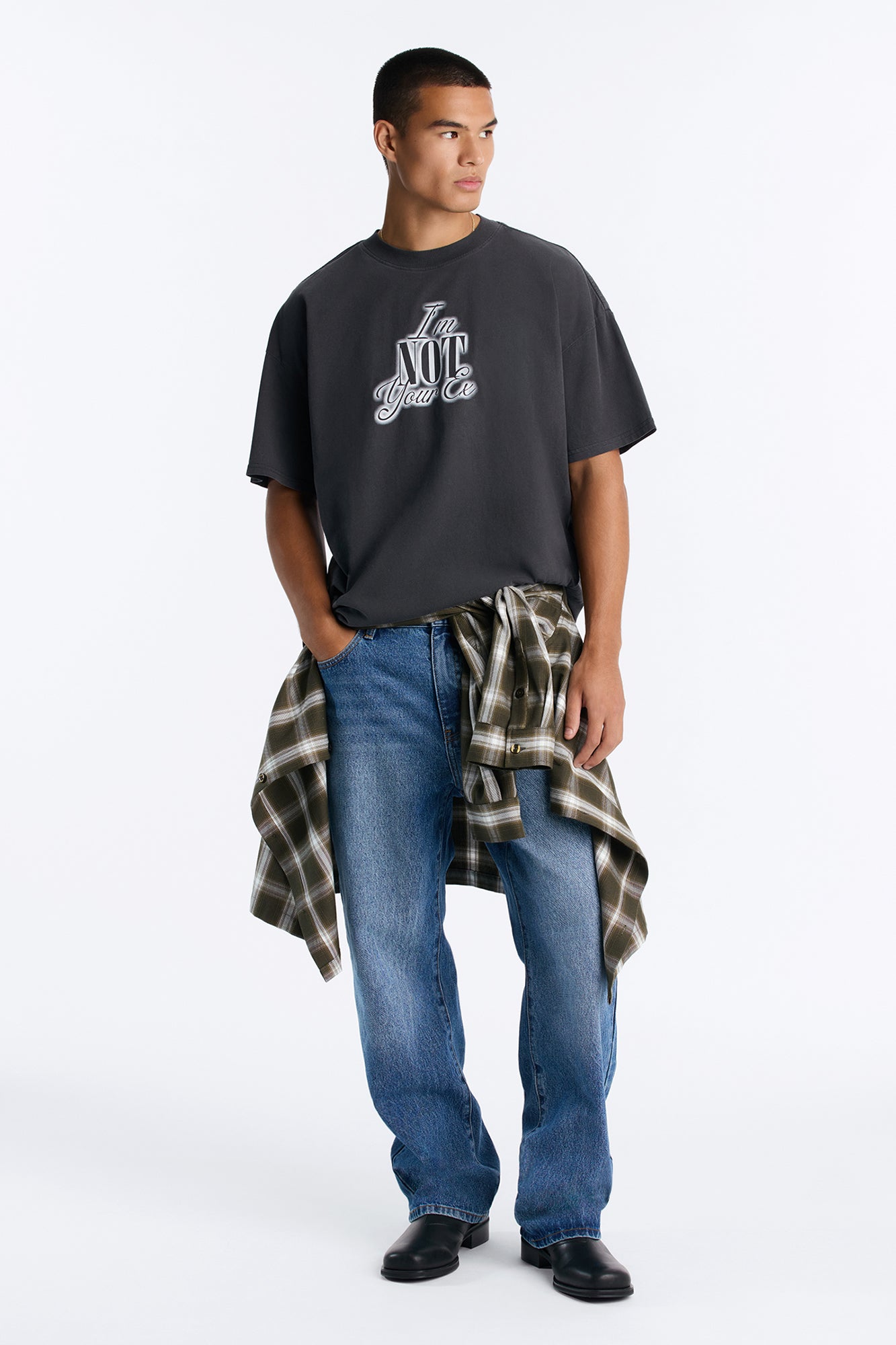Not Your Ex Vintage Boxy Short Sleeve Tee - Black
