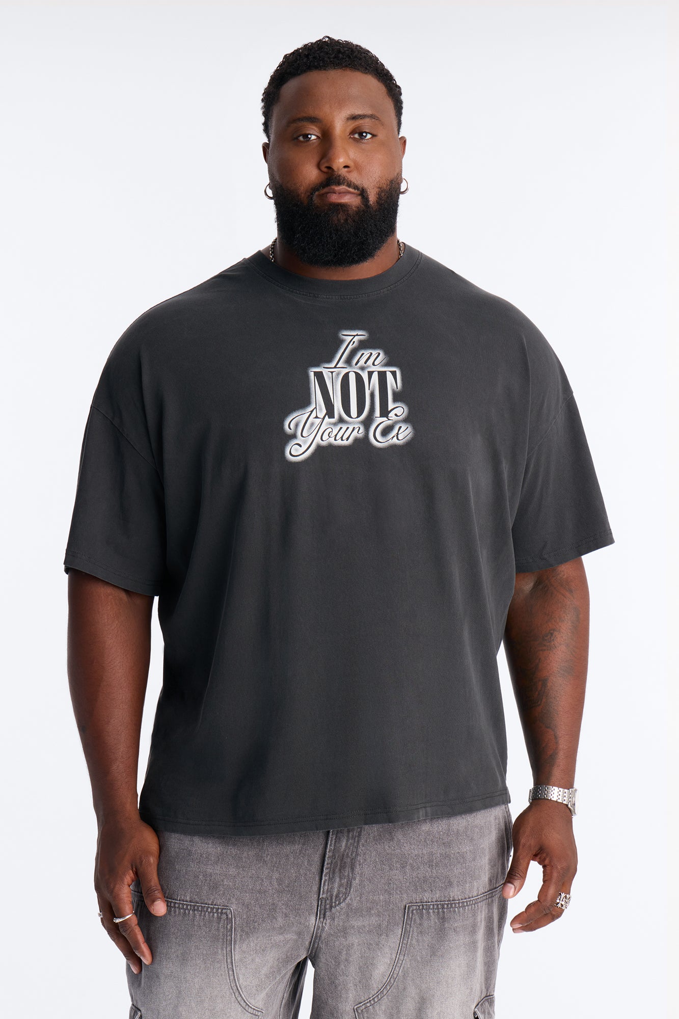 Not Your Ex Vintage Boxy Short Sleeve Tee - Black