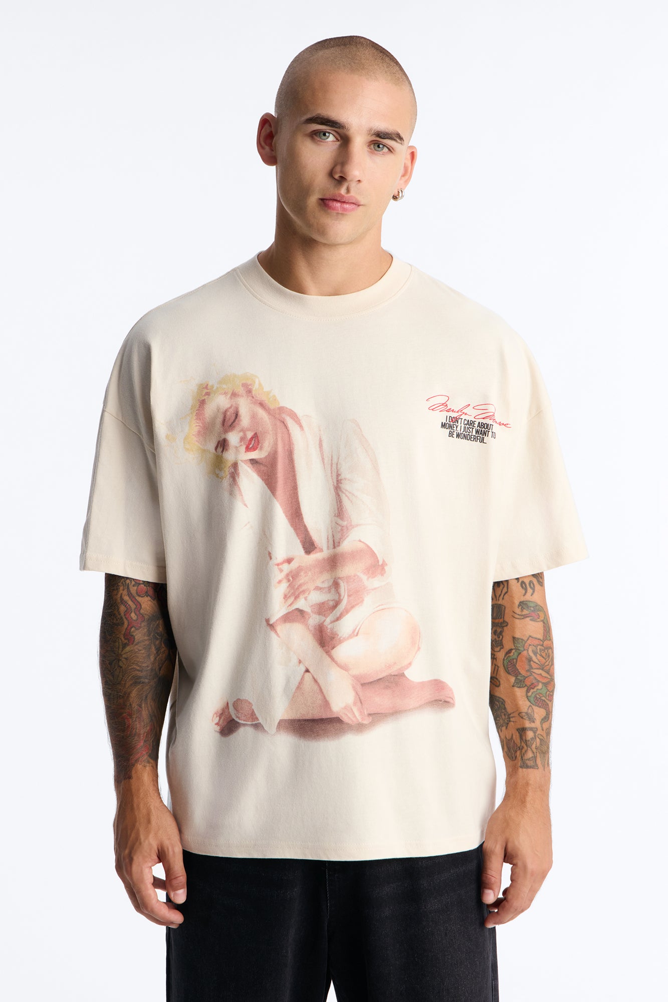 Marilyn Monroe Wonderful Oversized Short Sleeve Tee - Off White