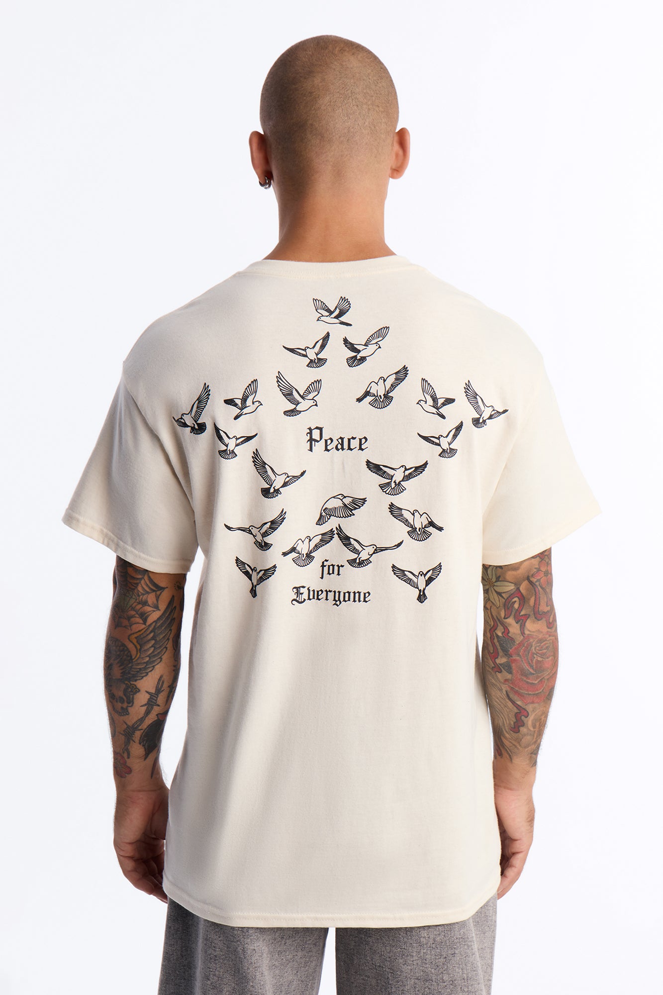 Peace For Everyone Oversized Short Sleeve Tee - Cream