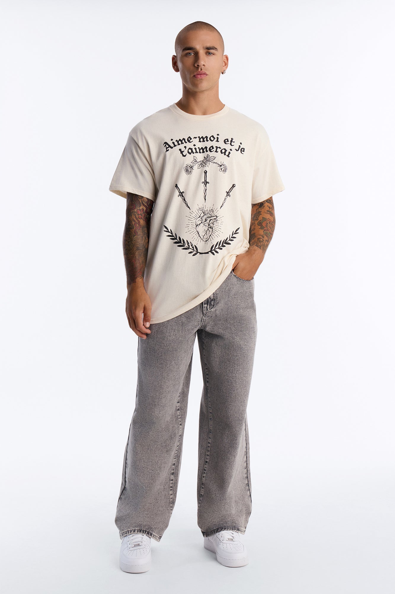 Aime Moi Oversized Short Sleeve Tee - Cream