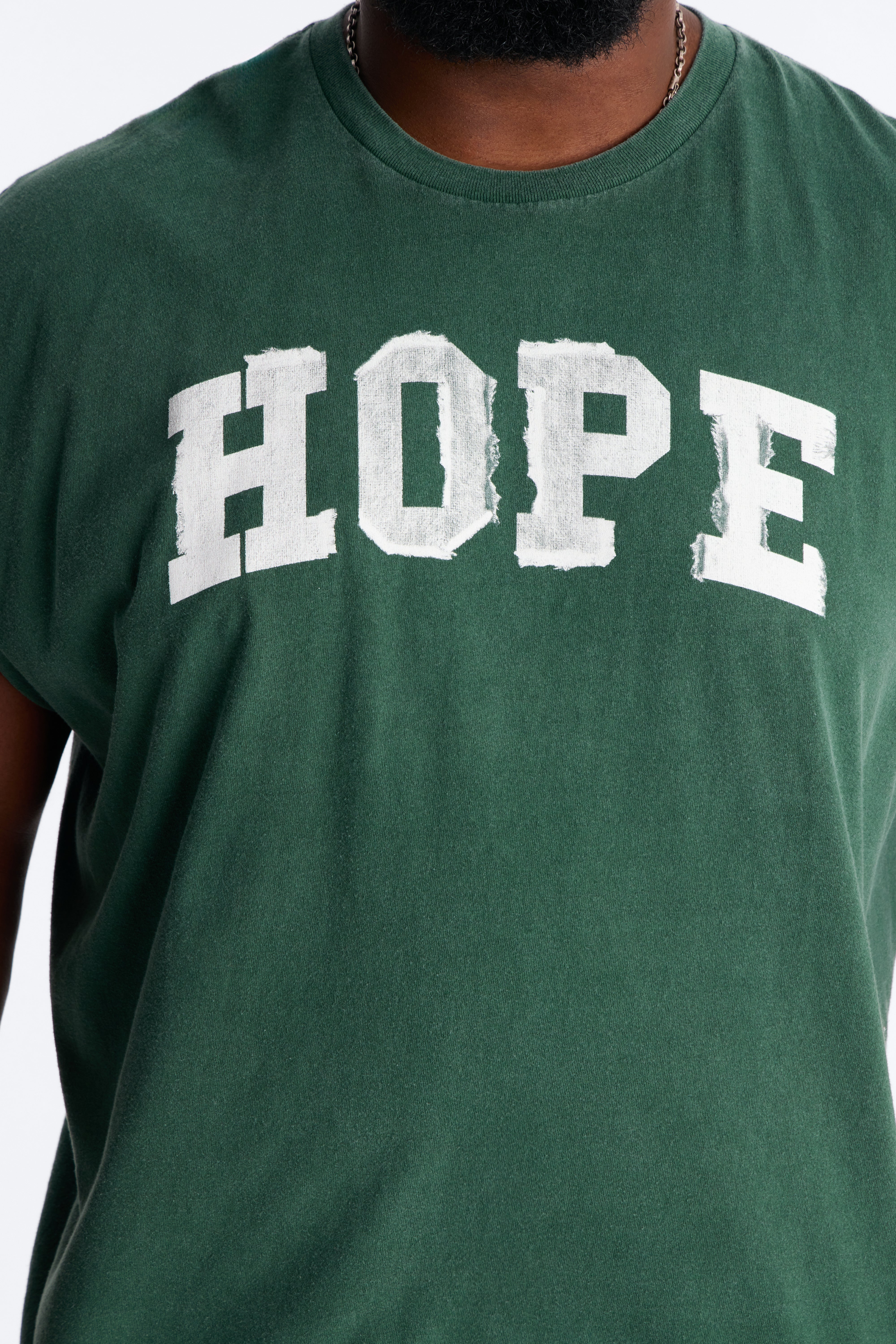 Hope Vintage Oversized Sleeveless Tee - Hunter Green