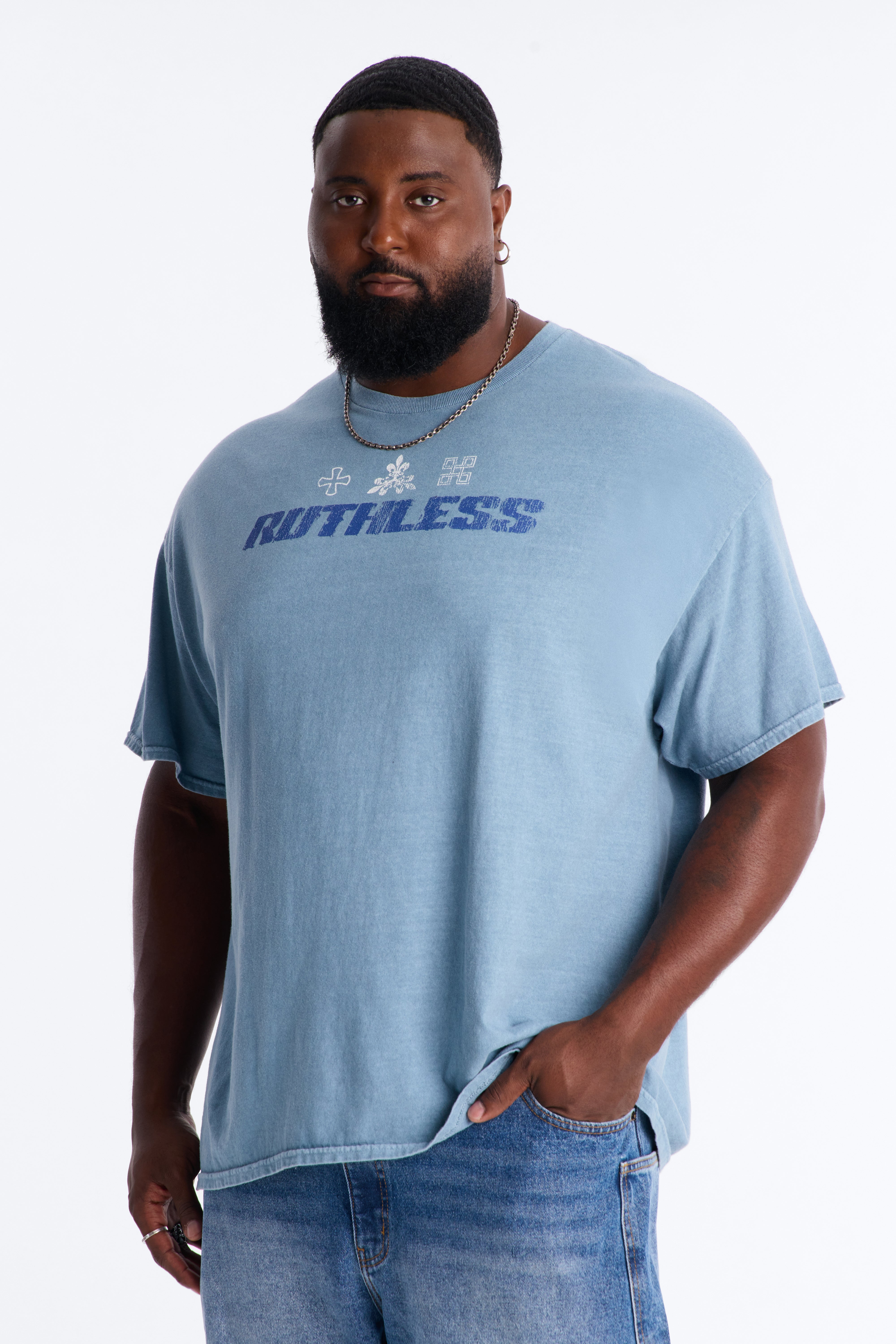 Ruthless Chaos Oversized Washed Short Sleeve Tee - Indigo