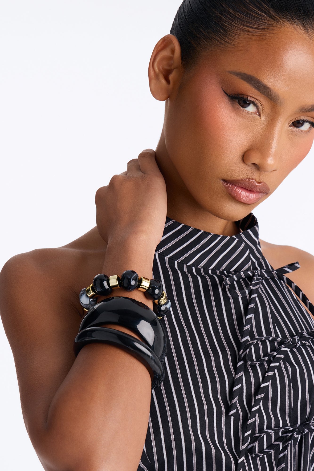 Sun And Sea 3 Piece Bracelet Set - Black/Gold