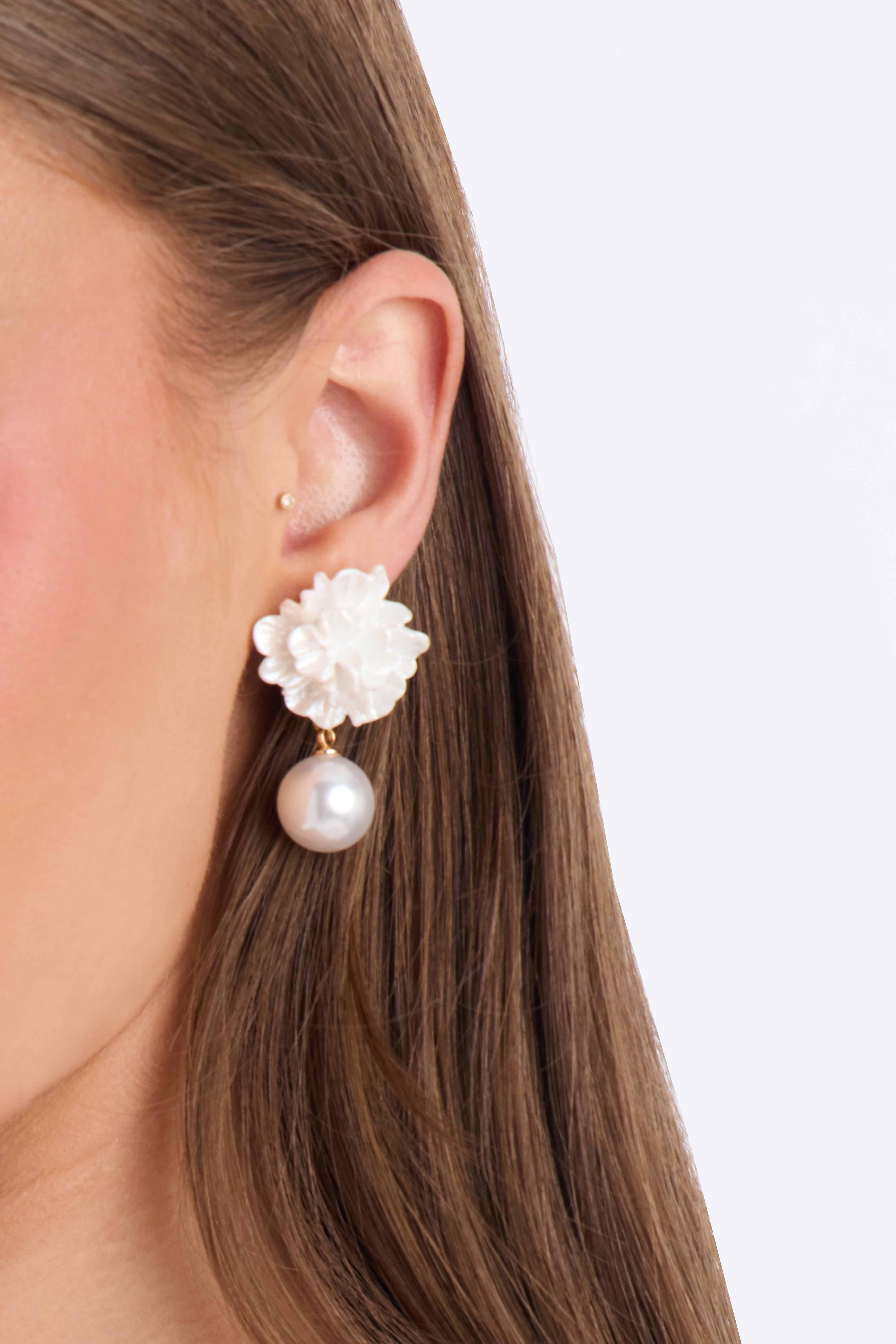 Petal Luxe Pearl Drop Earrings - White