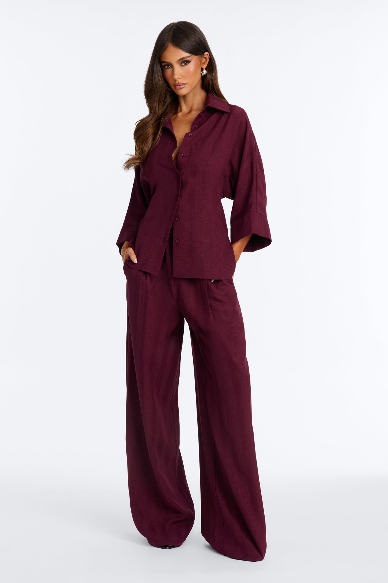 Kayla Pant Set - Burgundy