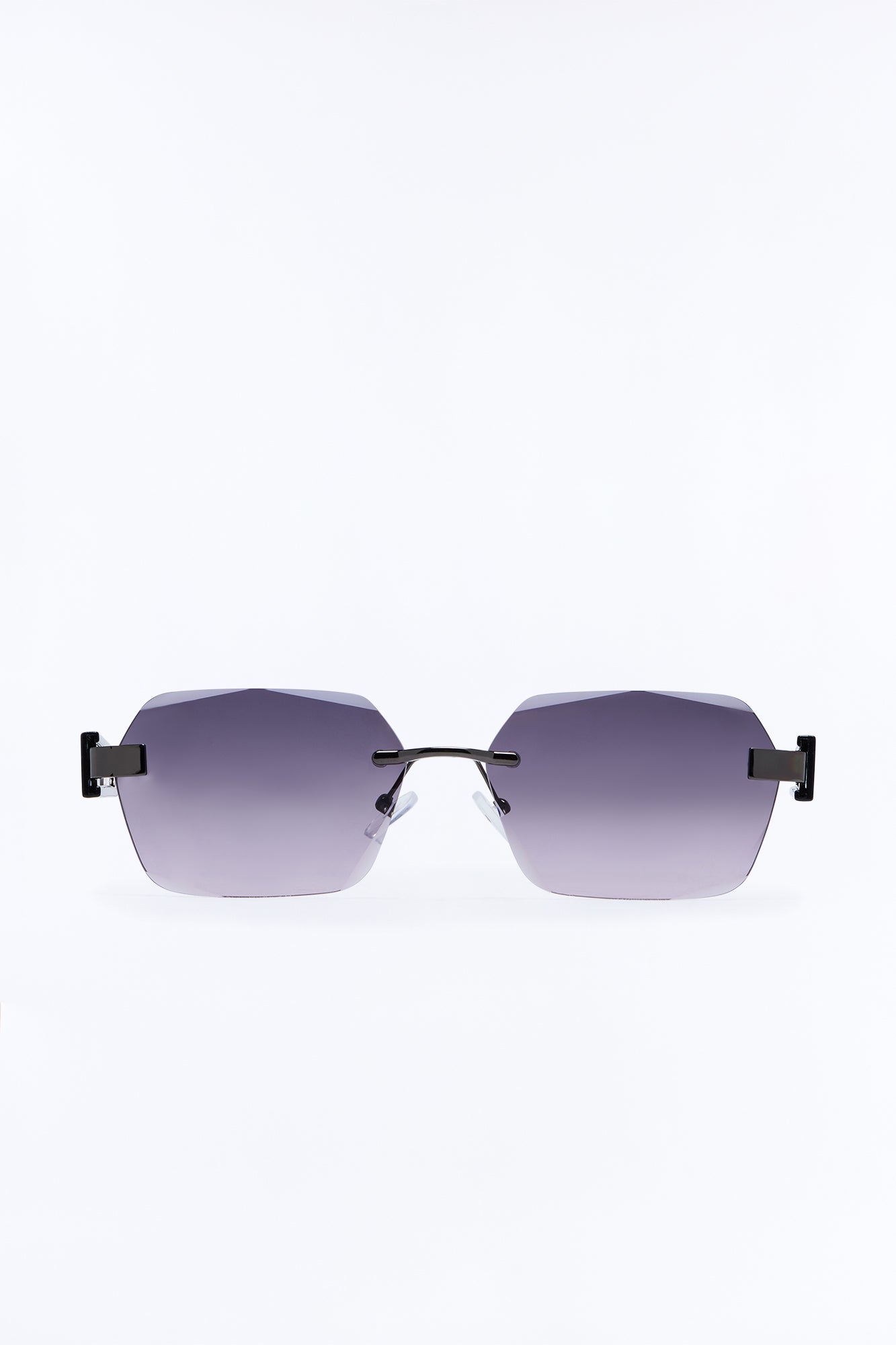 Right Back Rimless Frame Geometric Sunglasses - Gunmetal