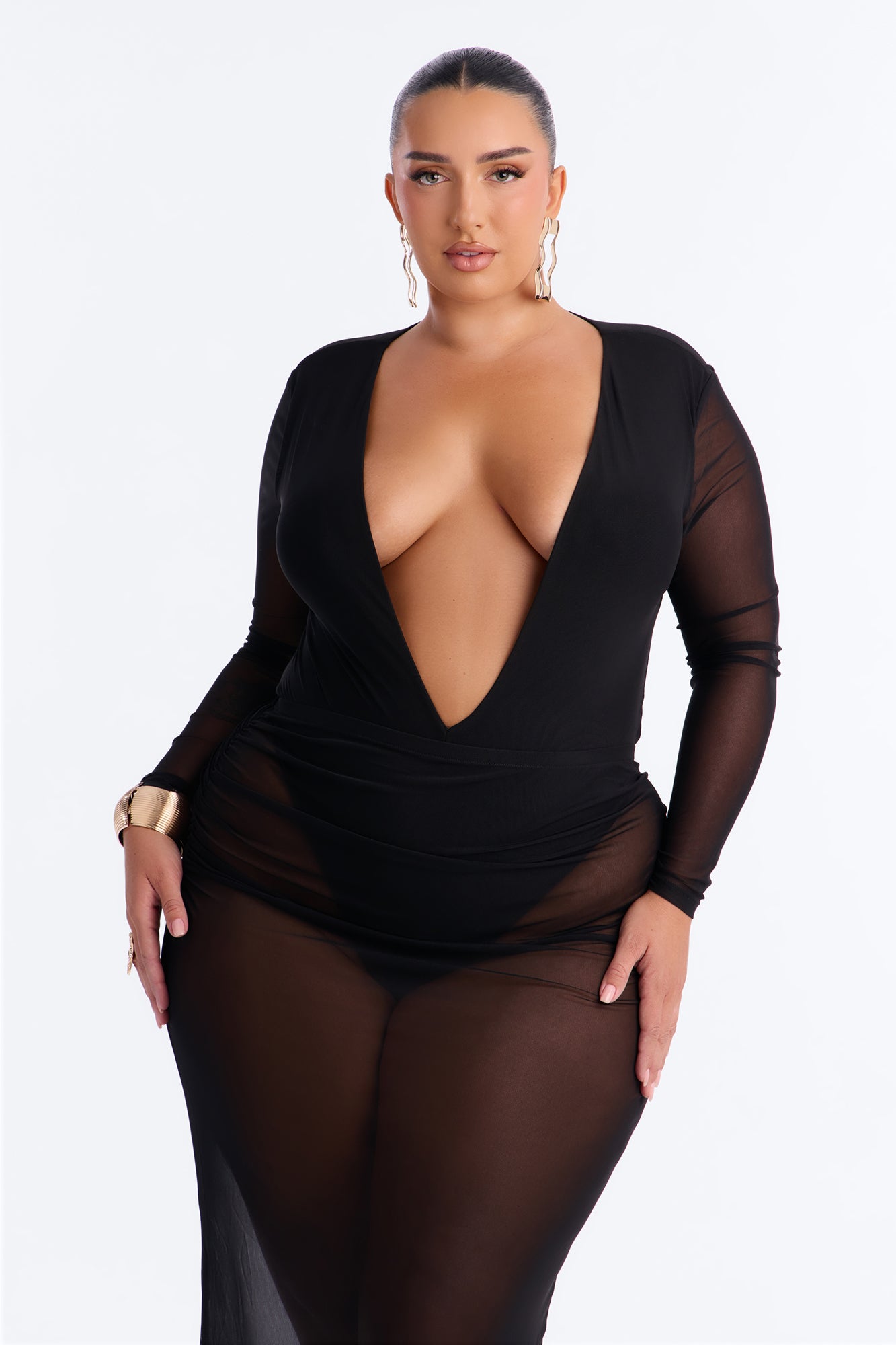 Mesh Skirt Set - Black
