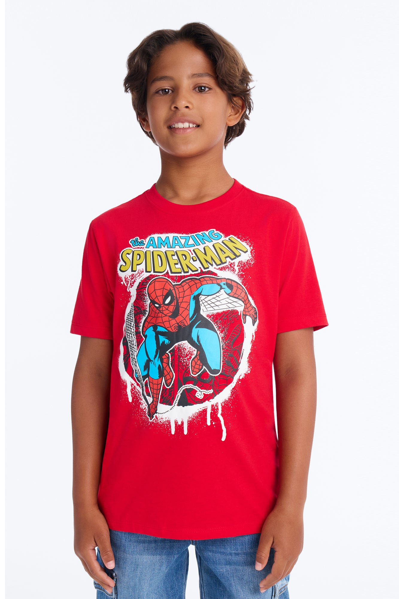 Mini Spiderman Caught In My Web Short Sleeve Tee - Red
